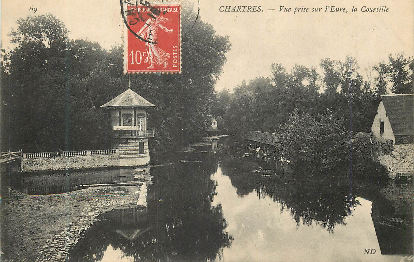 Chartres — Vue prise sur l'Eure, la Courtille — Éditeur ND, n° 69