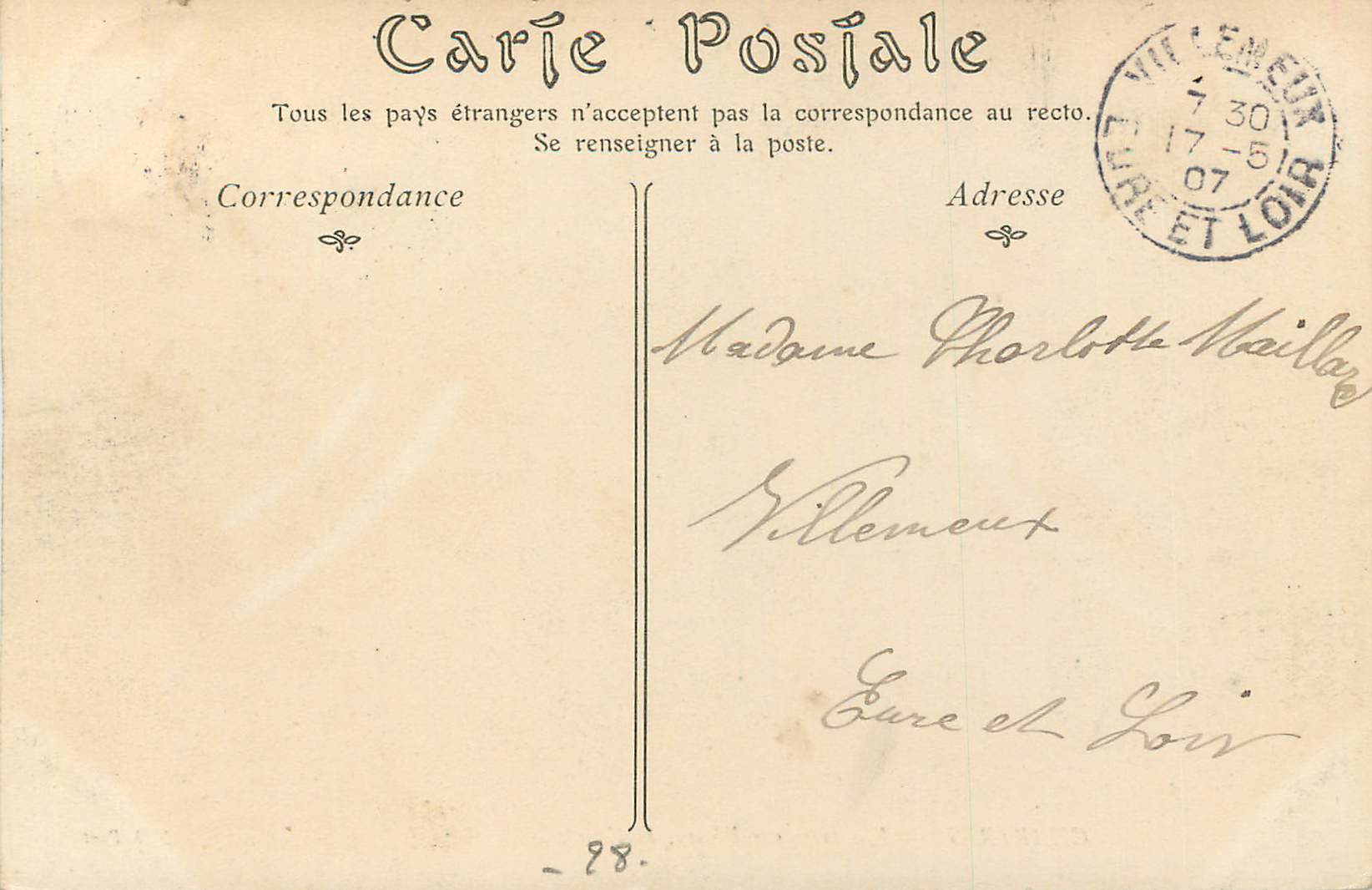 CPA Chartres vue prise sur l eure la courtille — Rückseite