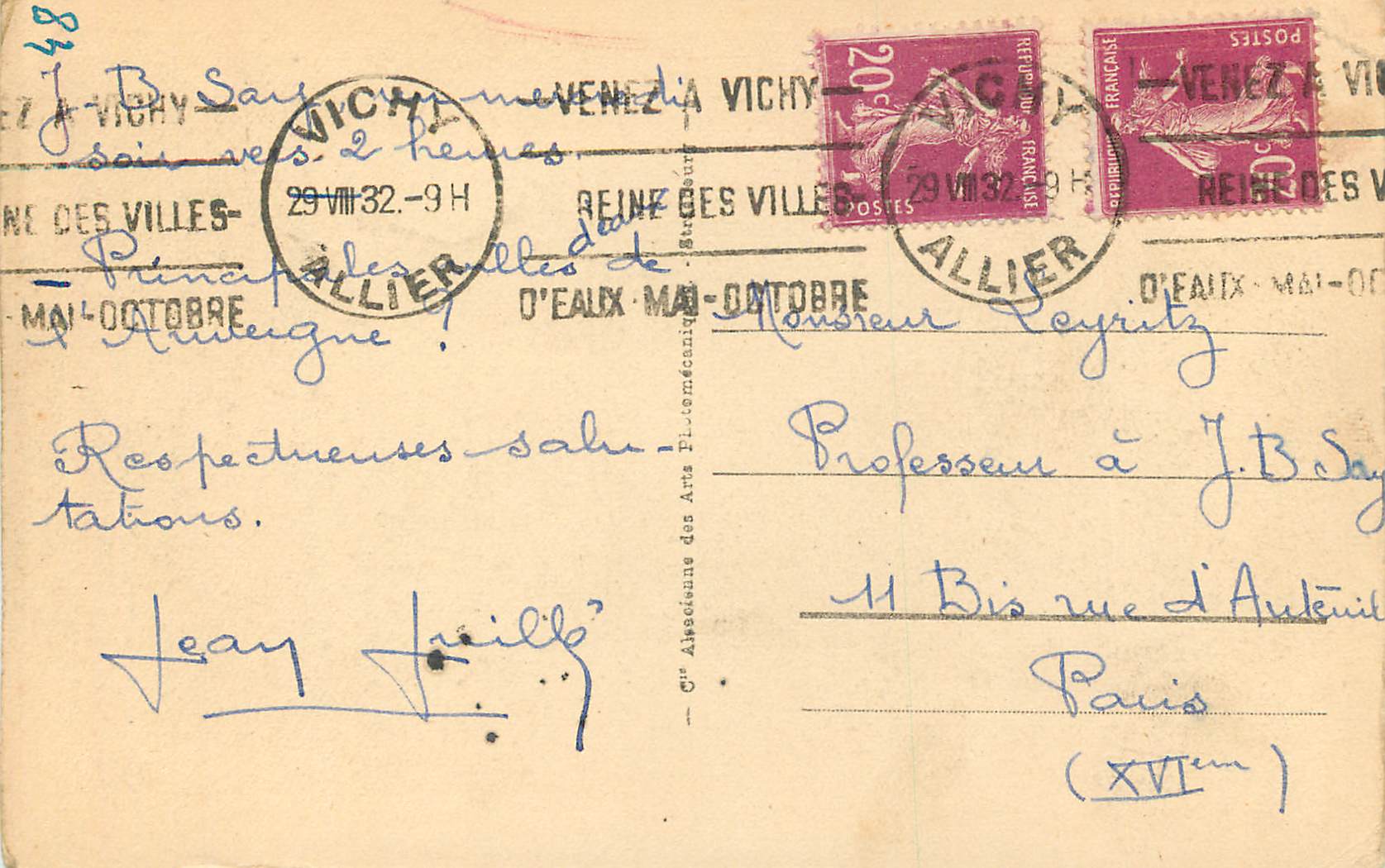 CPA 164 vichy galerie couverte et pergola — Rückseite