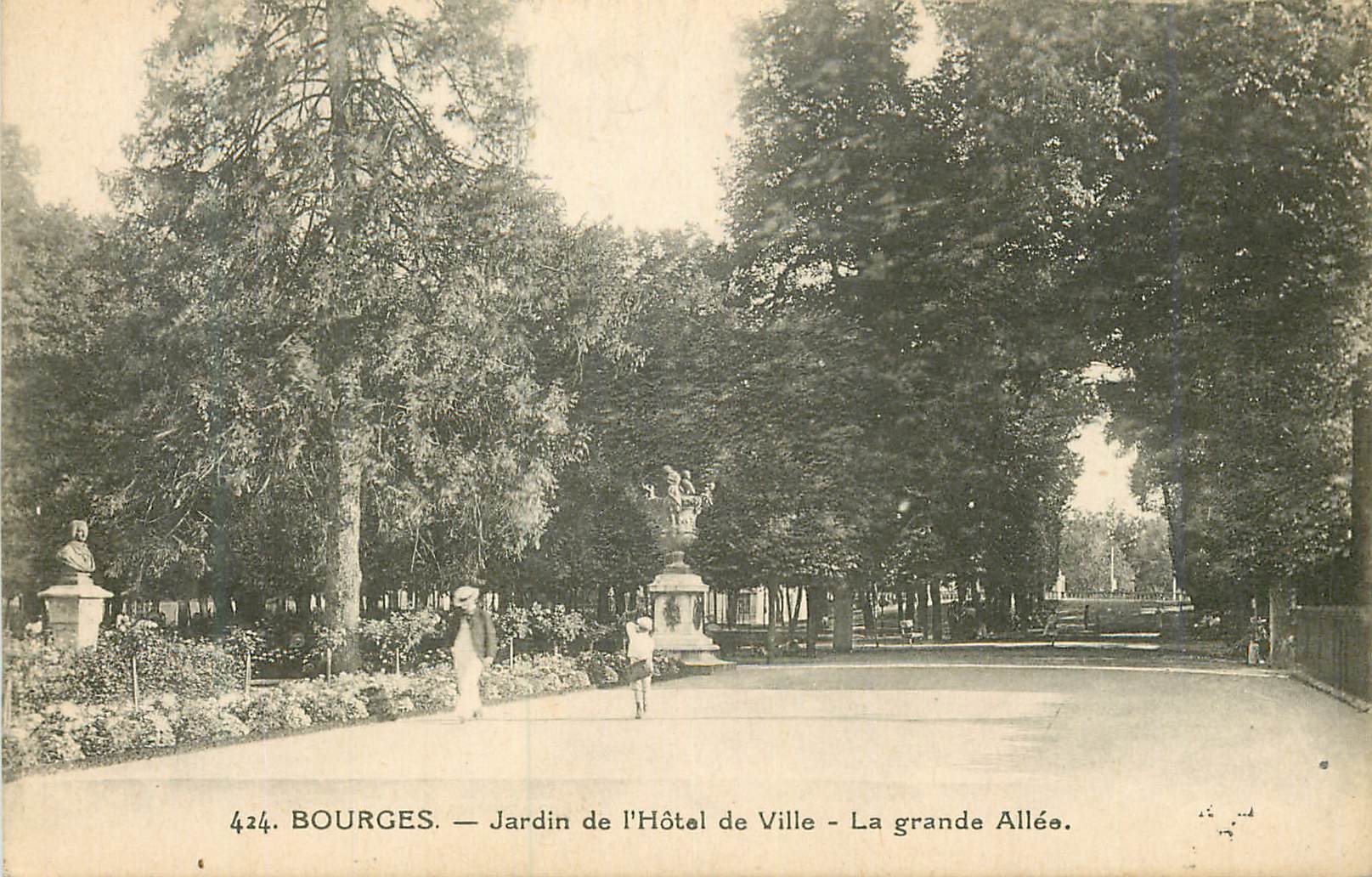 CPA 424 bourges jardin de l hotel de ville la grande allee