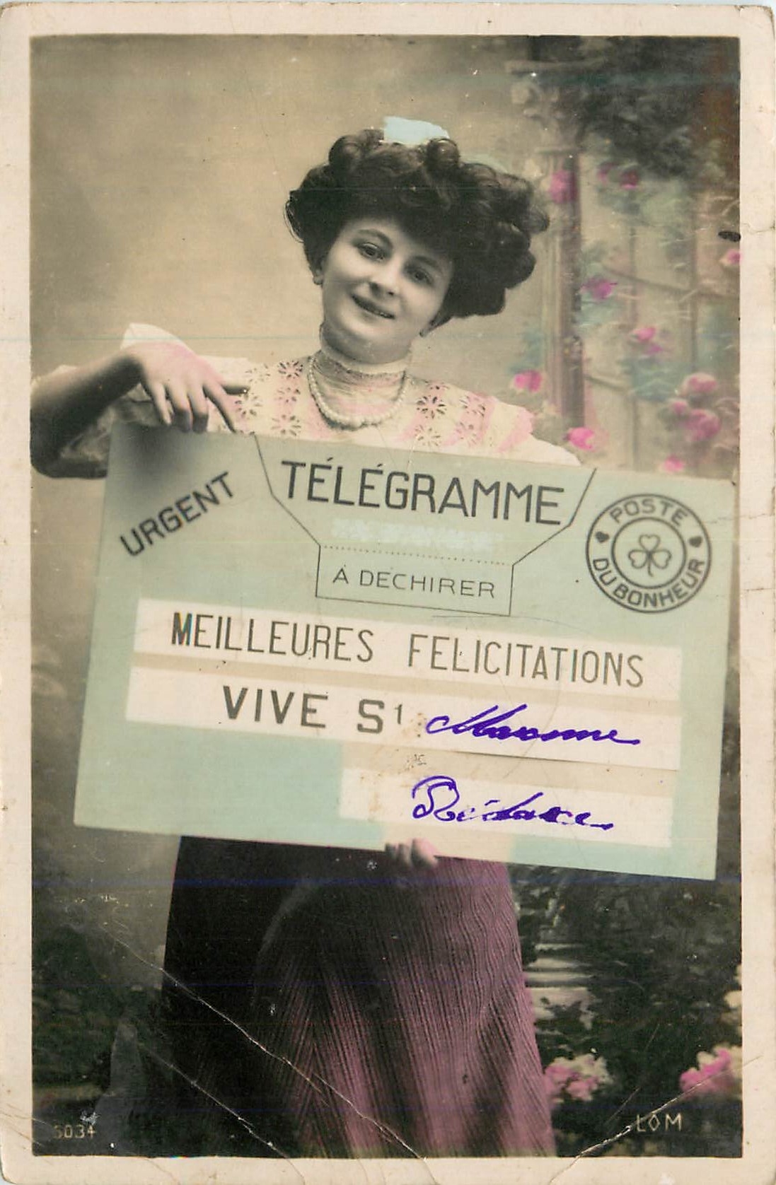 CPA Femme Telegramme