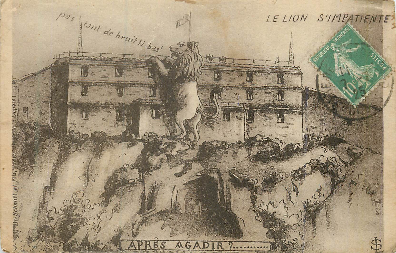 CPA Le lion s impatiente Apres Agadir Belfort 