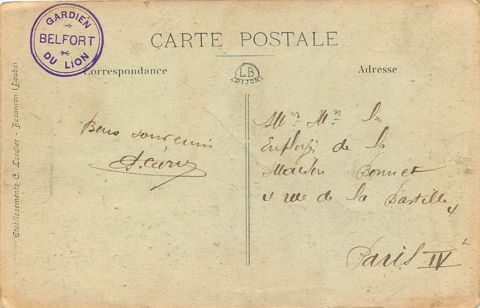 CPA Le lion s impatiente Apres Agadir Belfort  — Rückseite