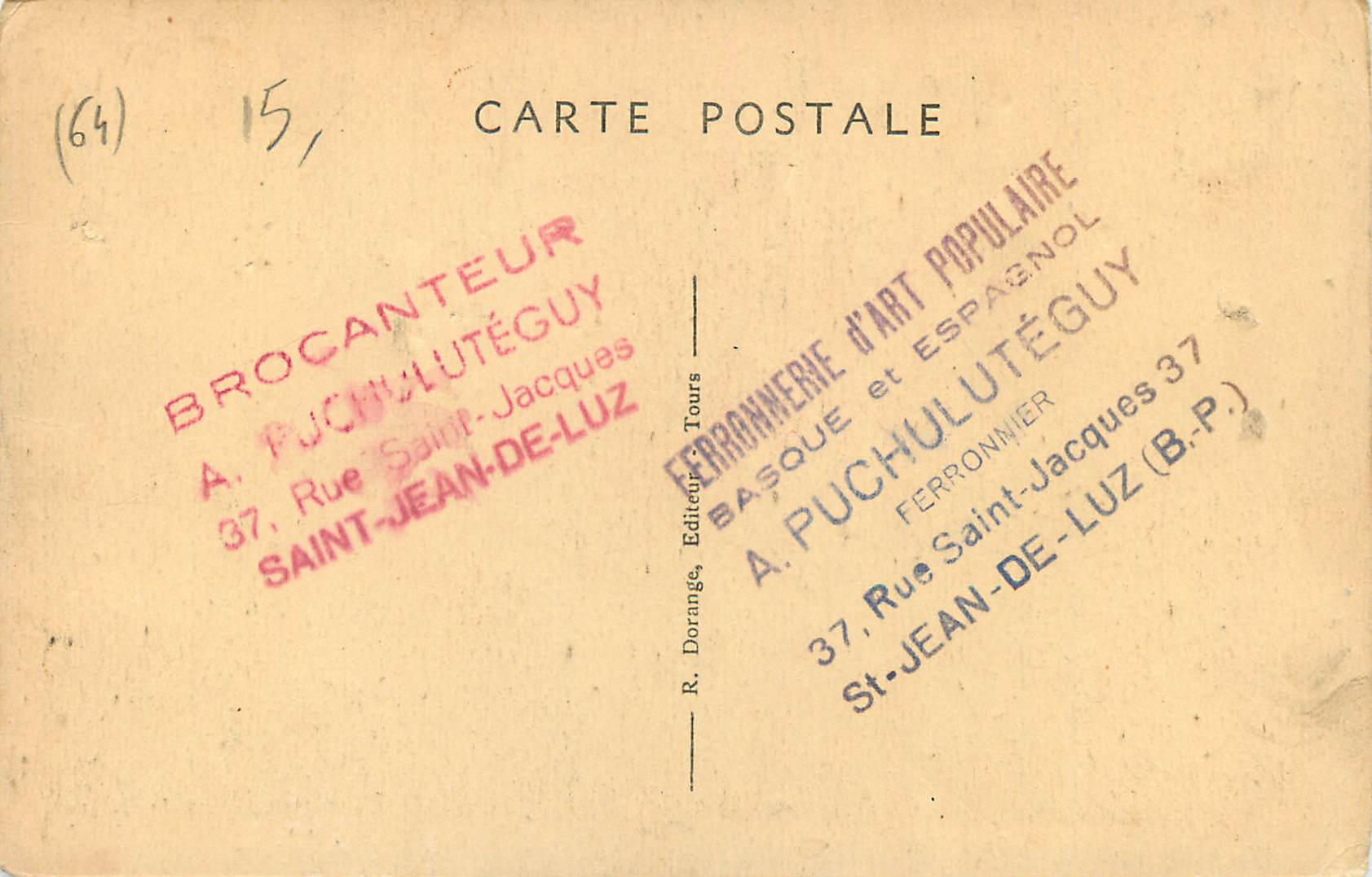 CPA 15 saint jean de luz(b p) la plle d assiettes et les falaises — Verso