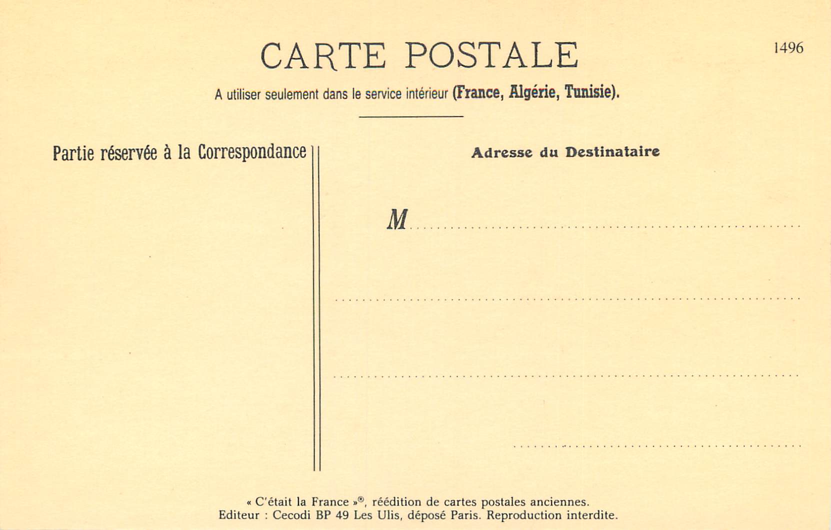 Wandernde Händler (Korsika) — Verlag Cecodi BP 49 Les Ulis, abgegeben in Paris — n° 2071 — Rückseite
