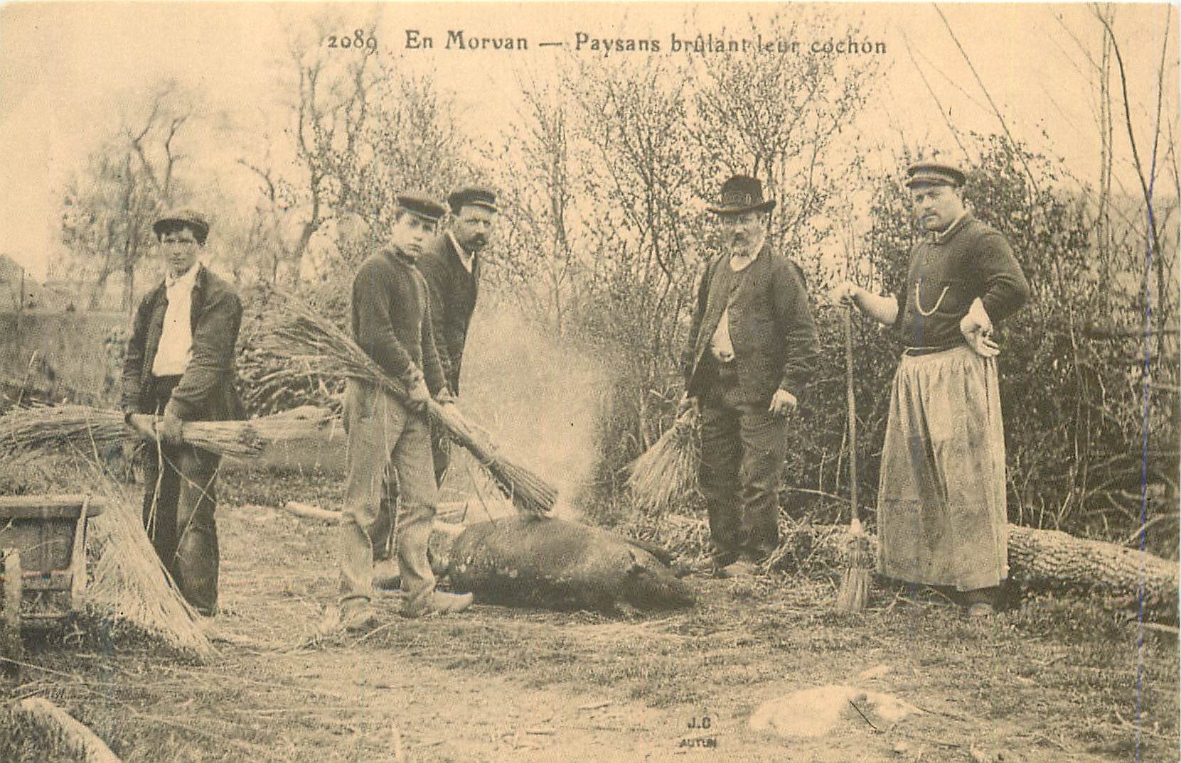 REPRO 2089 en morvan paysans brulant leur cochon