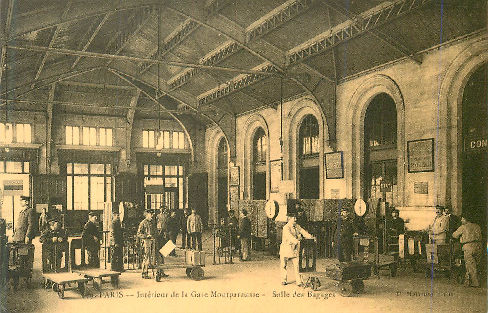 Paris — Interior of Montparnasse Station — Baggage Hall — P. Marinusé, Paris