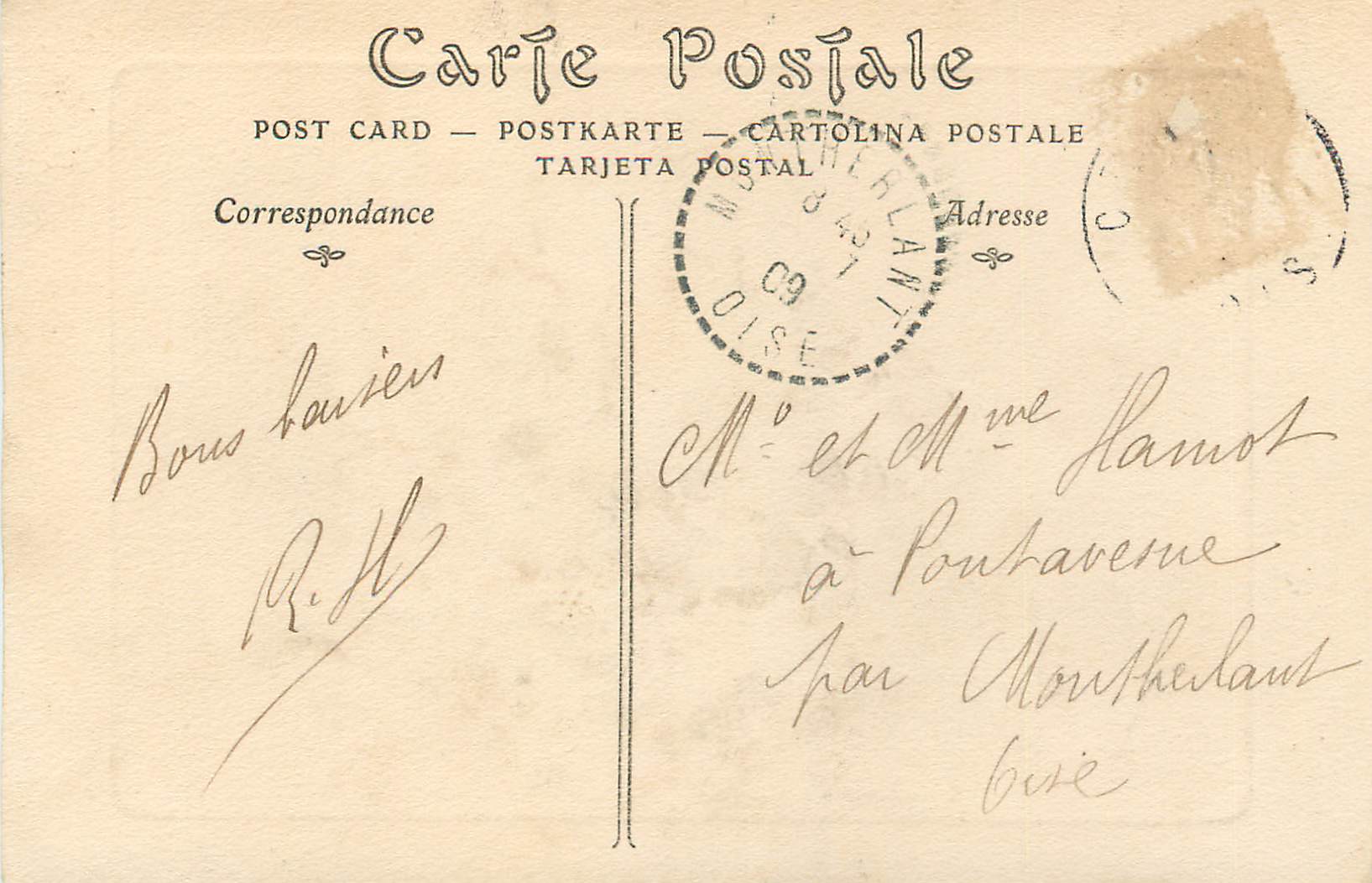 CPA Chateau de chantilly cote nord ouest — Rückseite