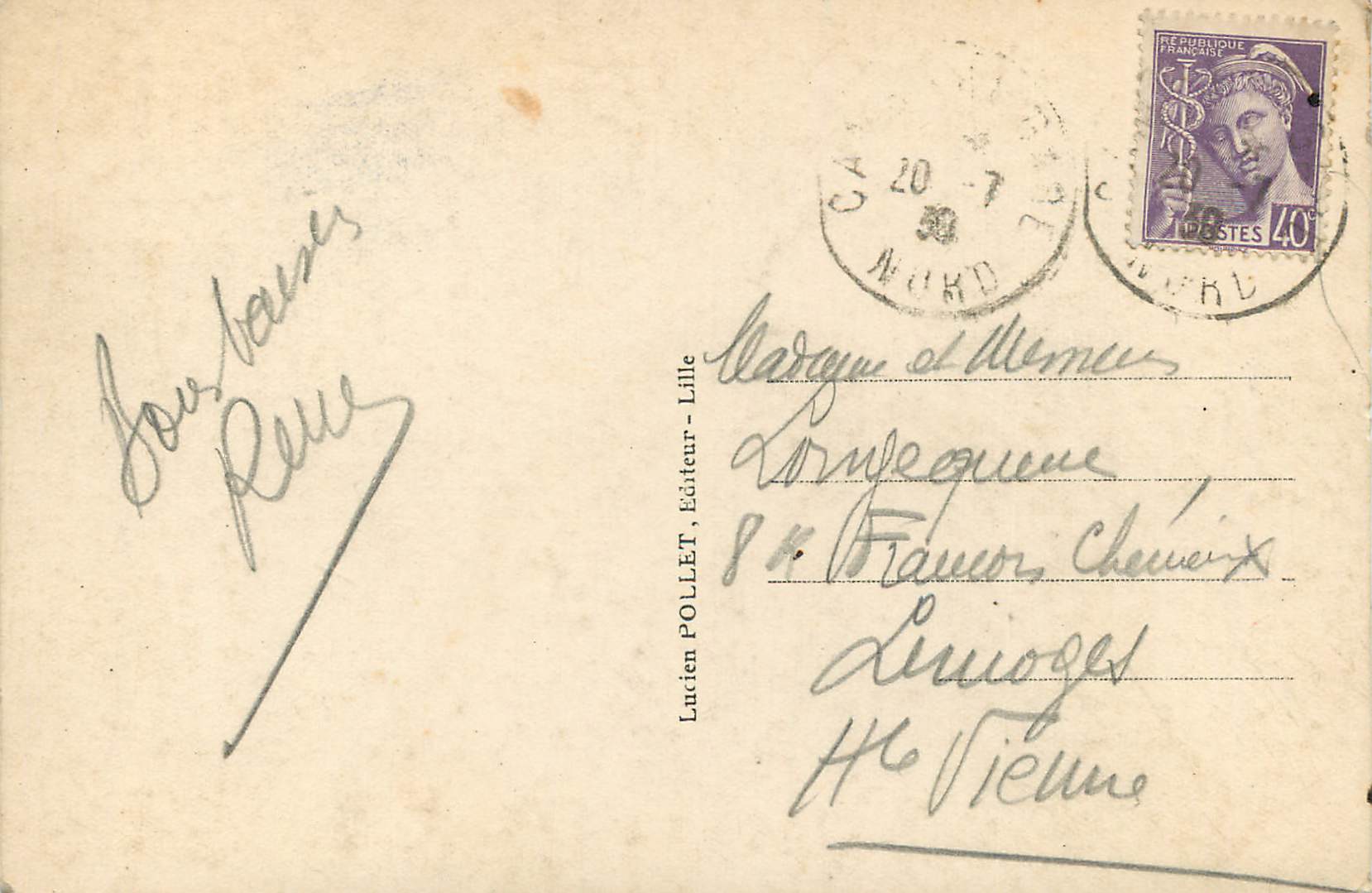 CPA Cambrai La cathedrale et la tour — Rückseite