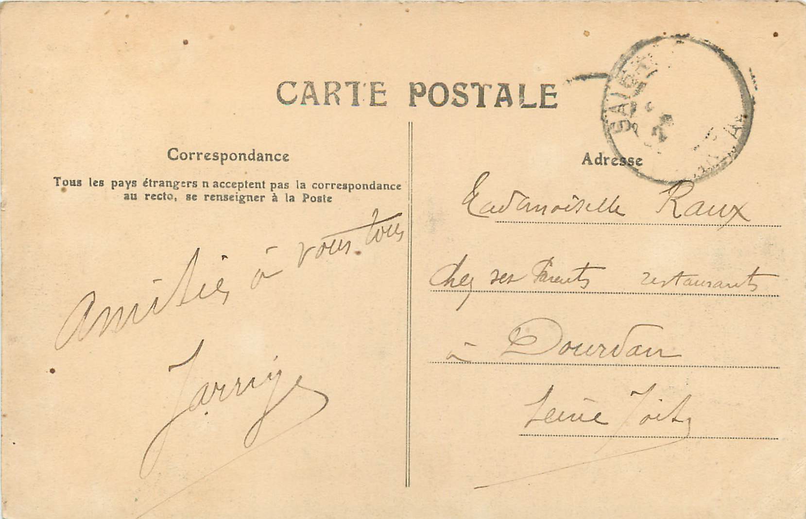 CPA Correze 115 bort les orgues — Rückseite