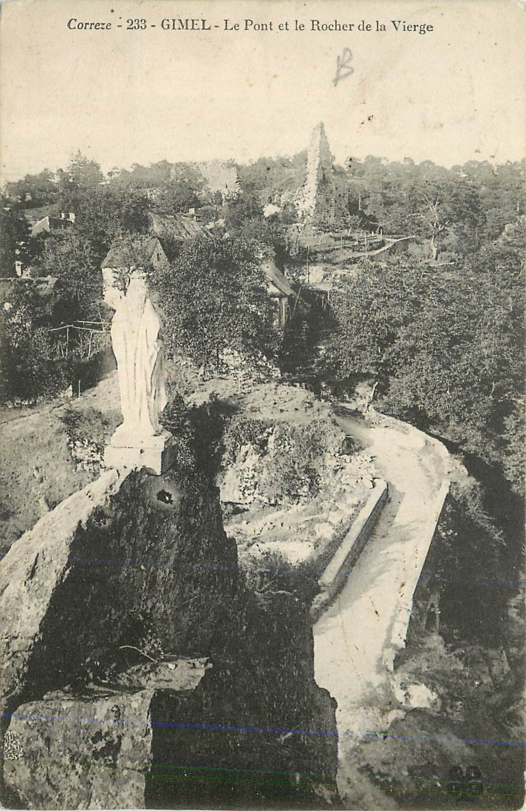 CPA Correze 233 gimel le pont et le rocher de la vierge