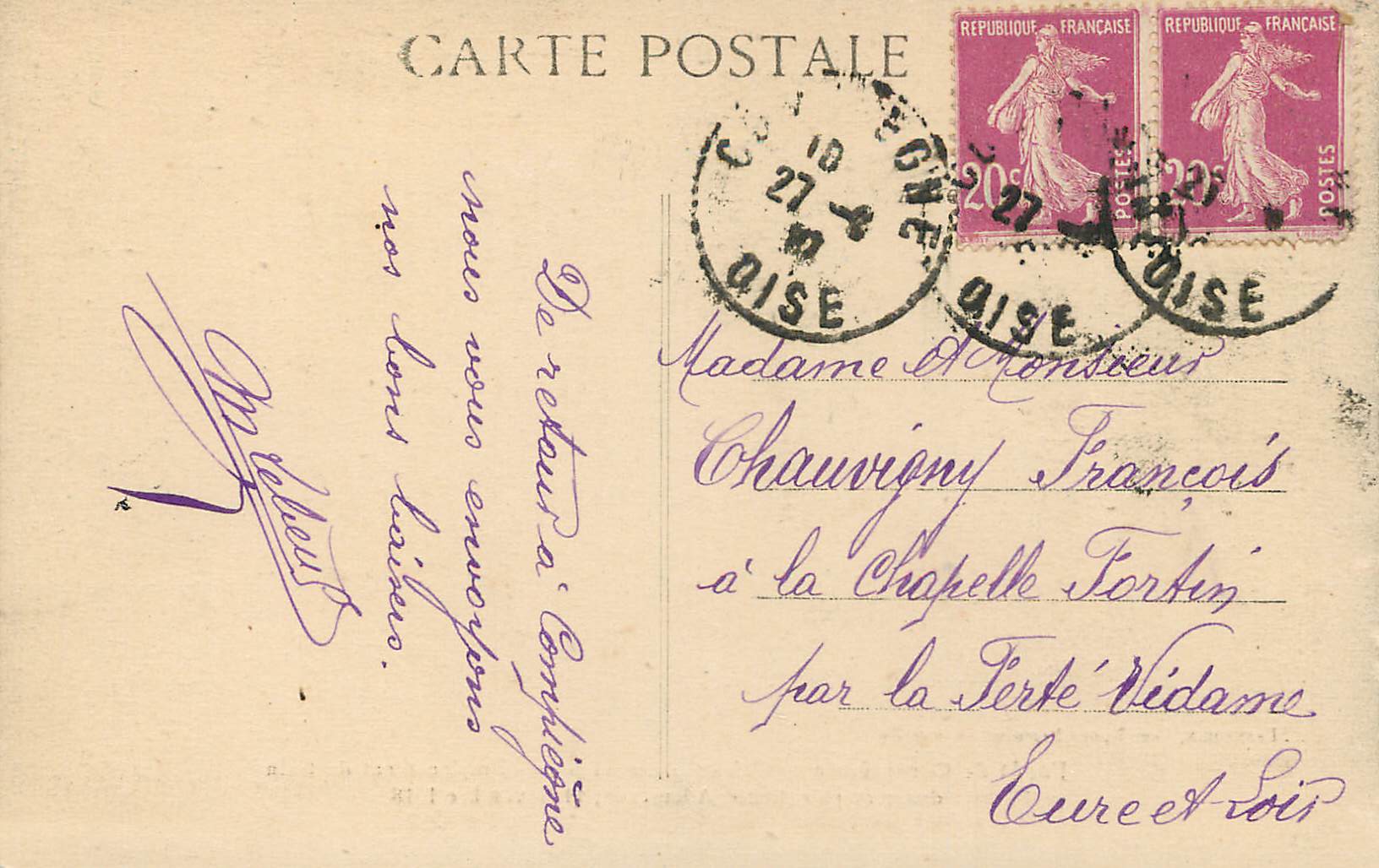 Forêt de Compiègne — Clairière de la Victoire — Emplacement du train des plénipotentiaires Allemands, 11 Novembre 1918 — Penneguin, Compiègne — Rückseite