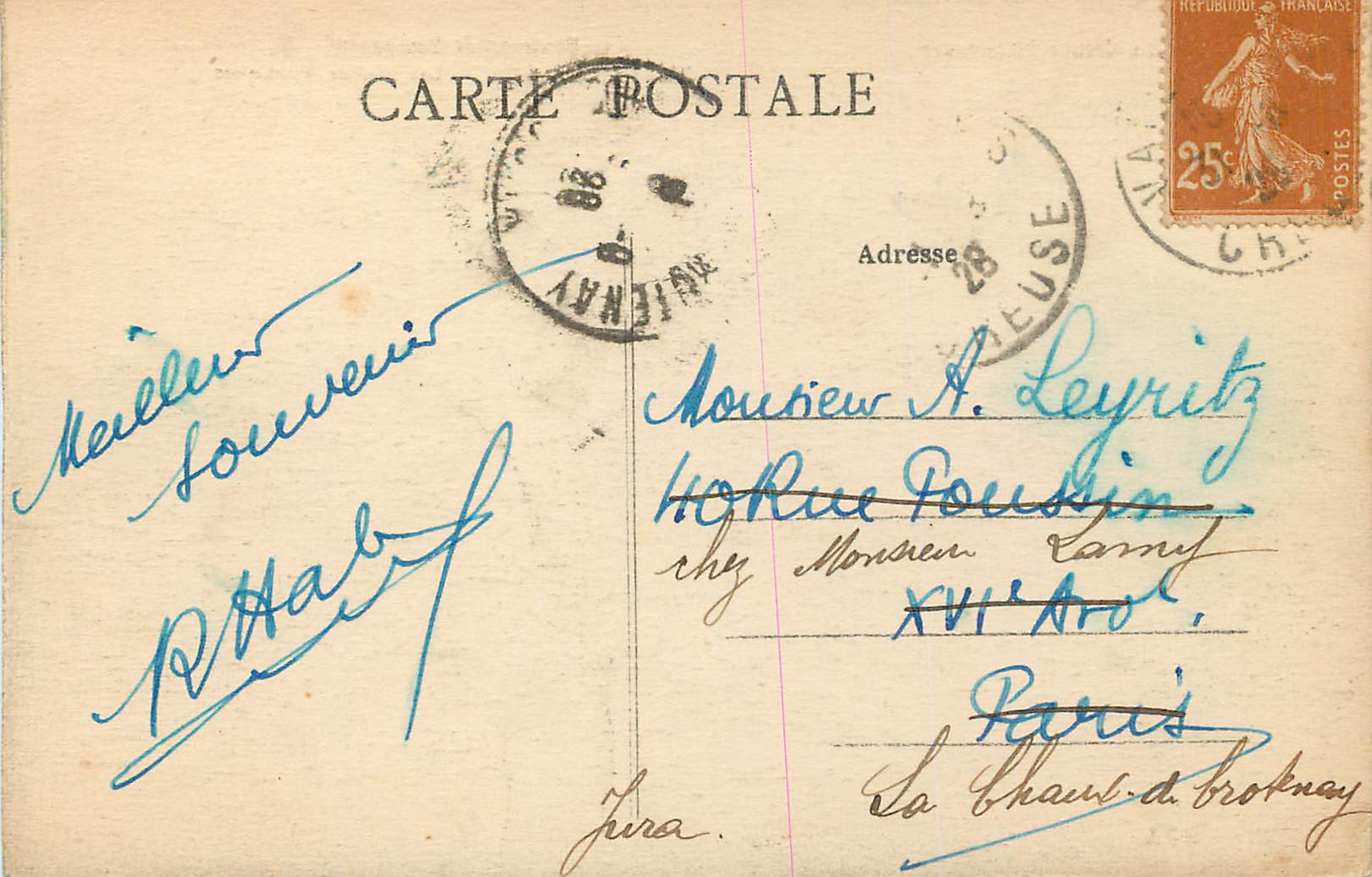 Le Compeix — Die Druidensteine — In der Nähe von Bourganeuf — Antike Ansichtskarte Nr. 723 — Rückseite