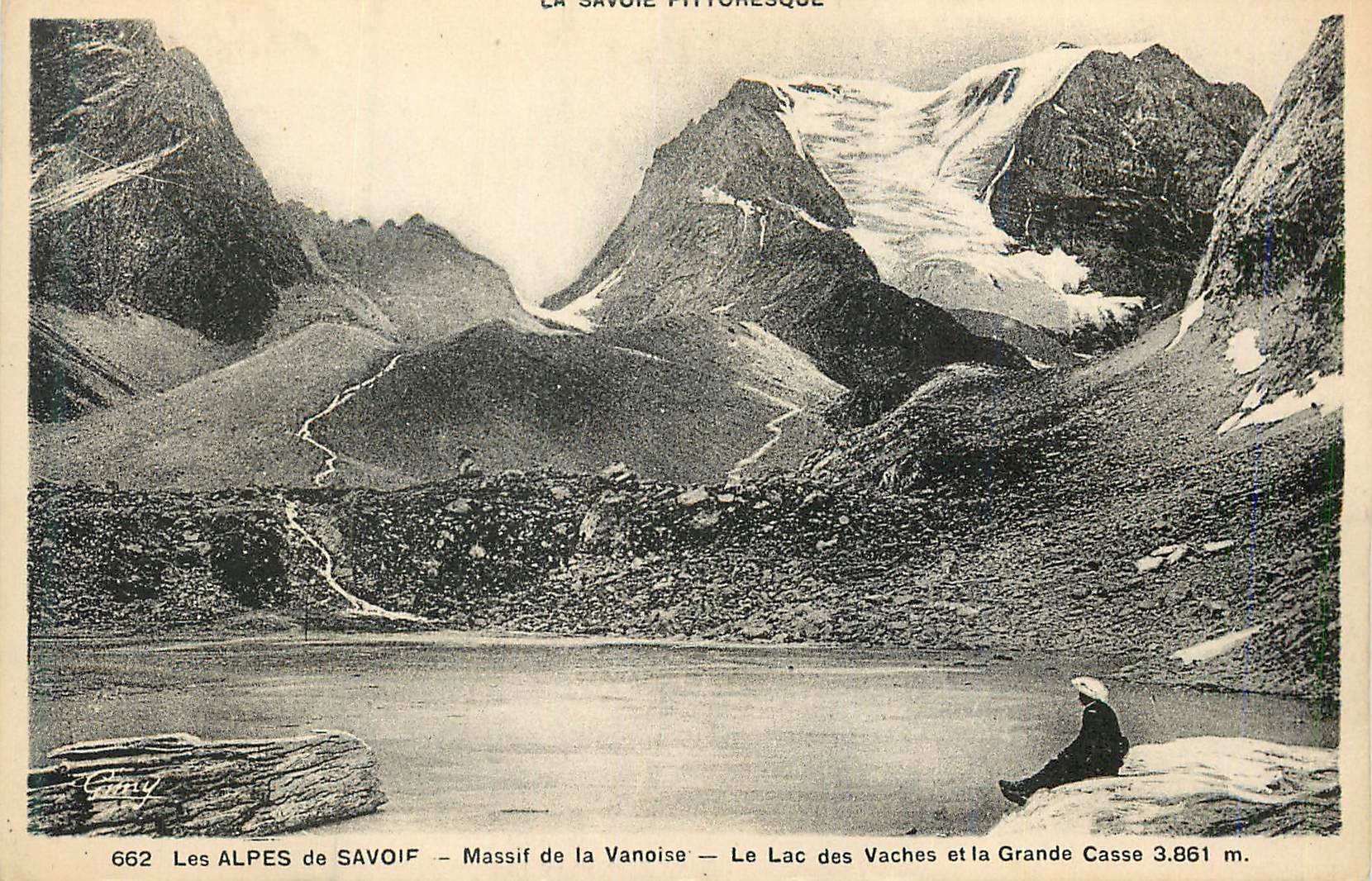 CPA 662 les alpes de savoie massif de la vanoise le lac des vaches et la grande casse 3861 m