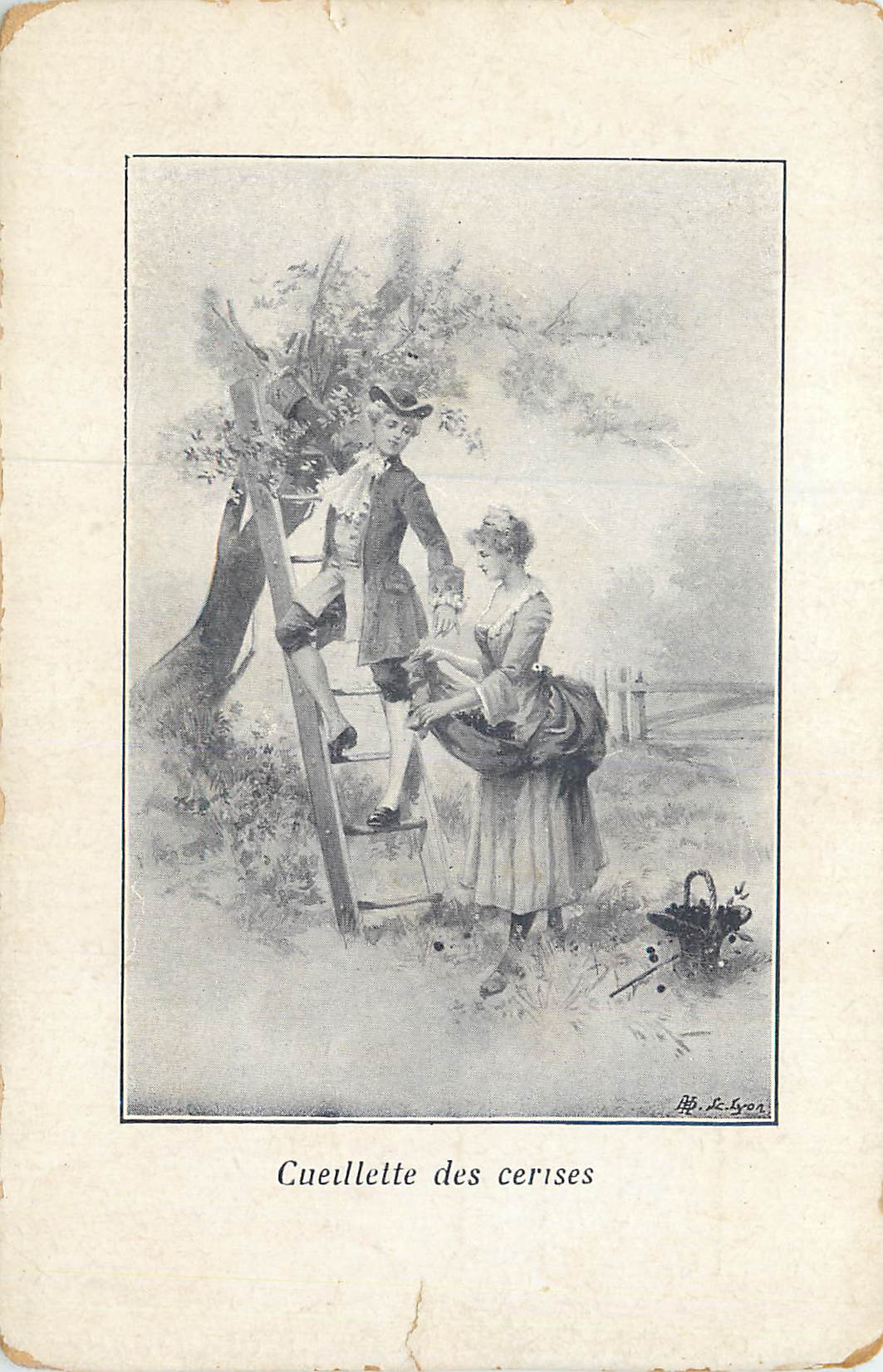 Cueillette des cerises — illustration de B. L. Lyon — Série 1