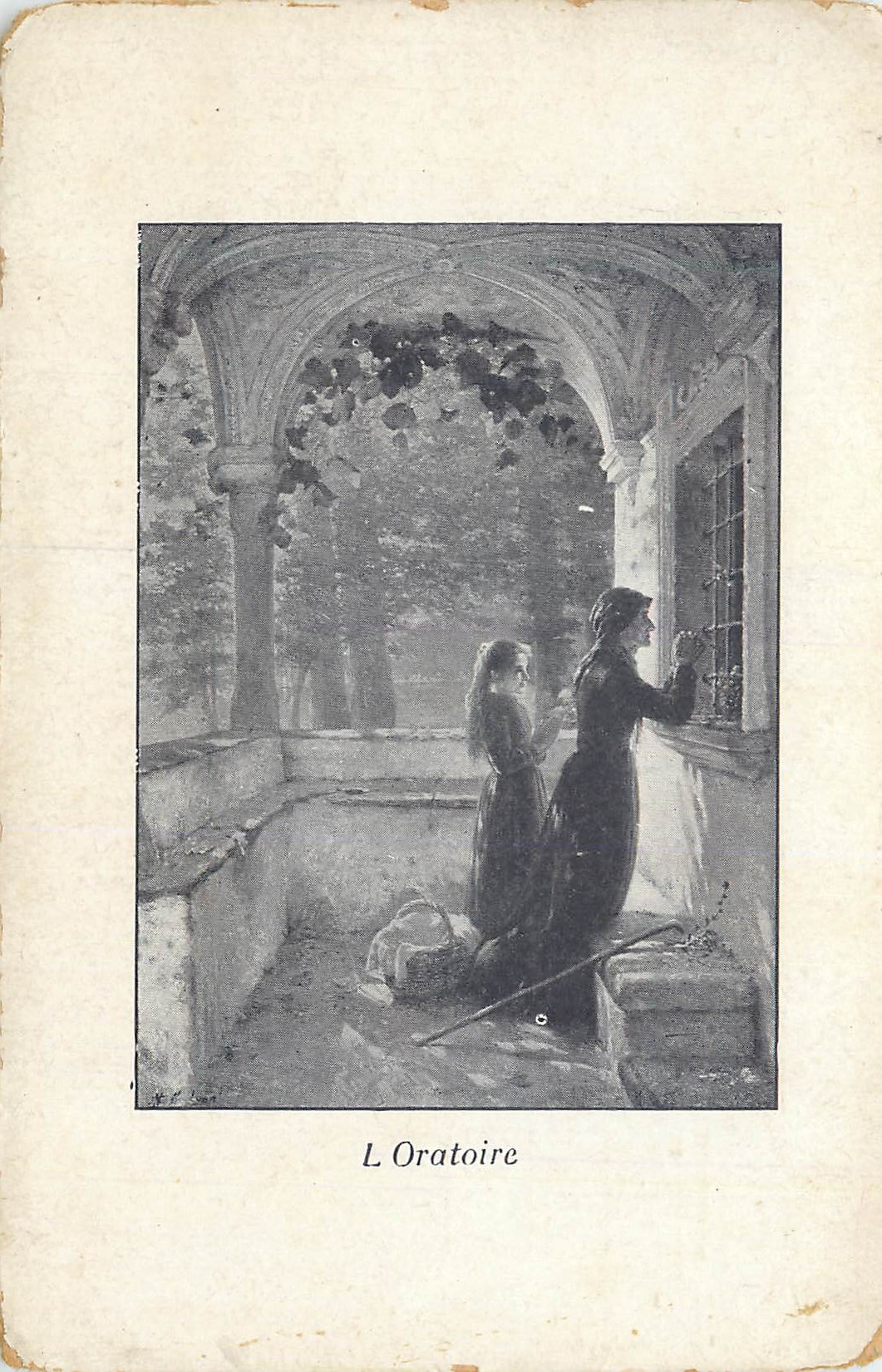 L Oratoire — scène religieuse — A. E. Laroche