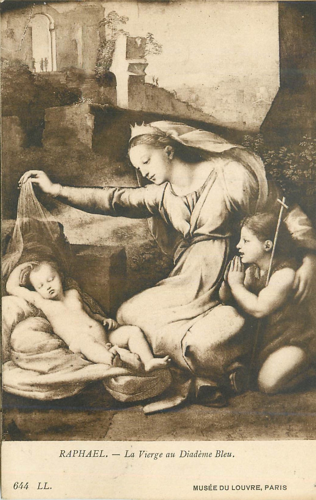 CPA Raphael la vierge au diademe bleu musee du louvre paris
