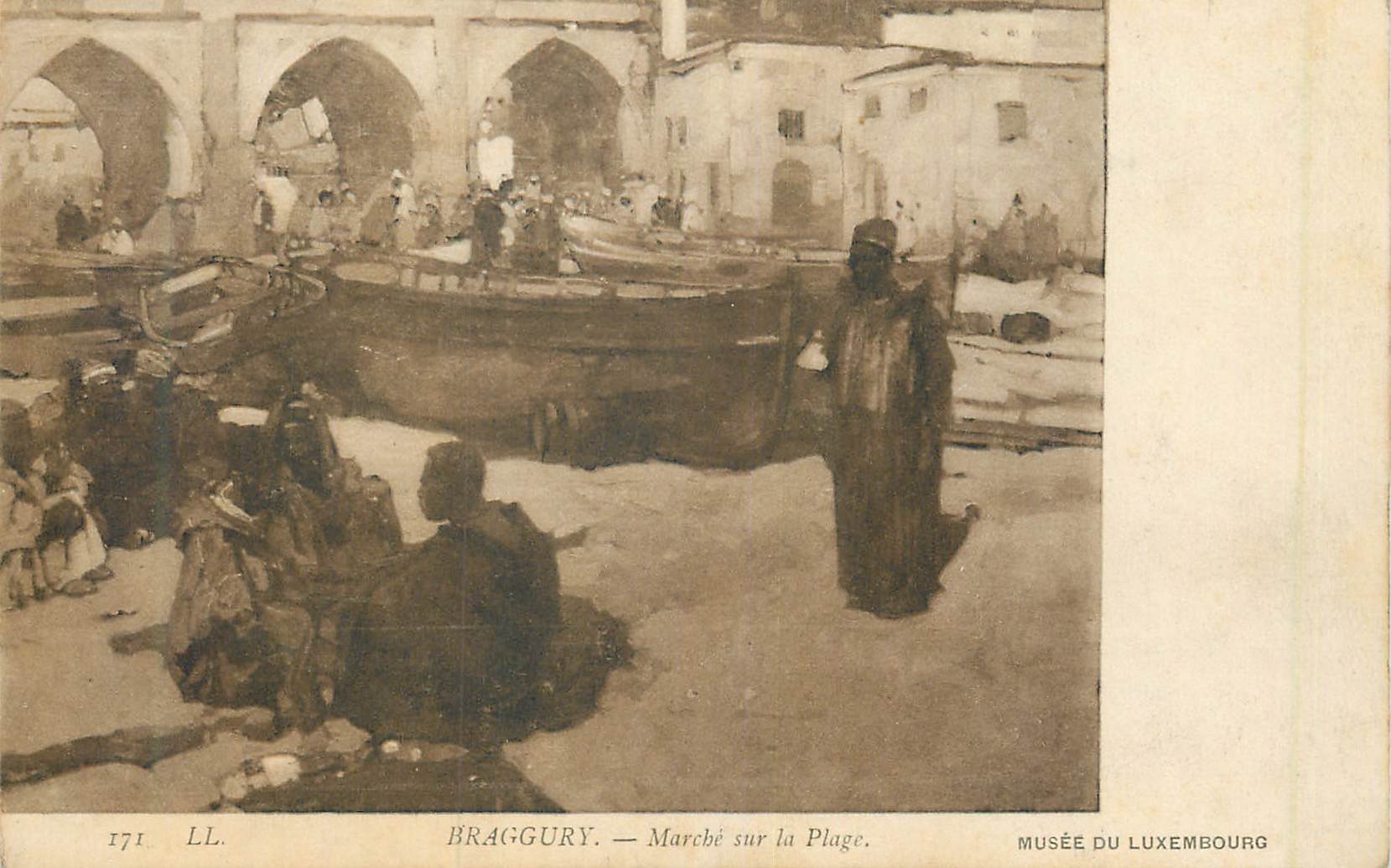CPA Braggury marche sur la plage musee du lexembourg