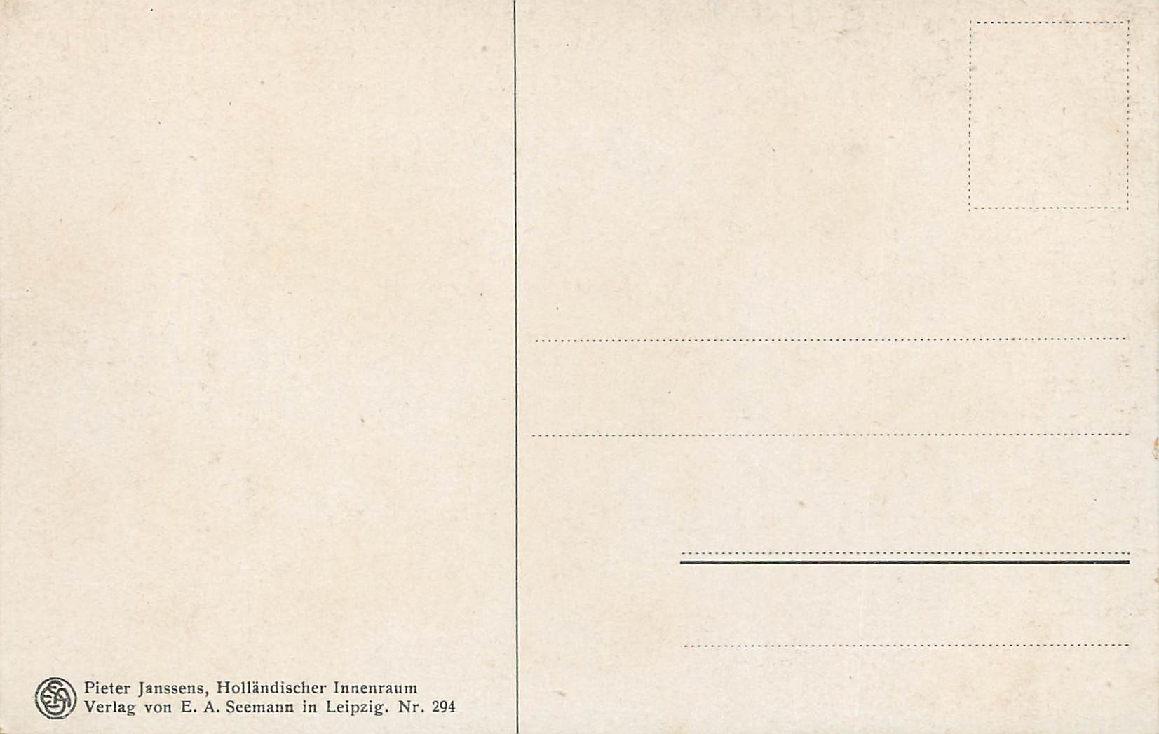 CPA Pieter Janssens Hollandischer Inneraum — Back