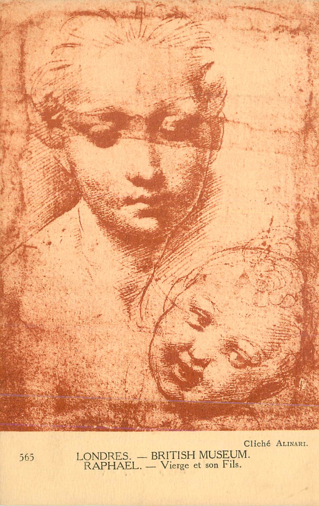 CPA Londres british museum raphael vierge et son fils