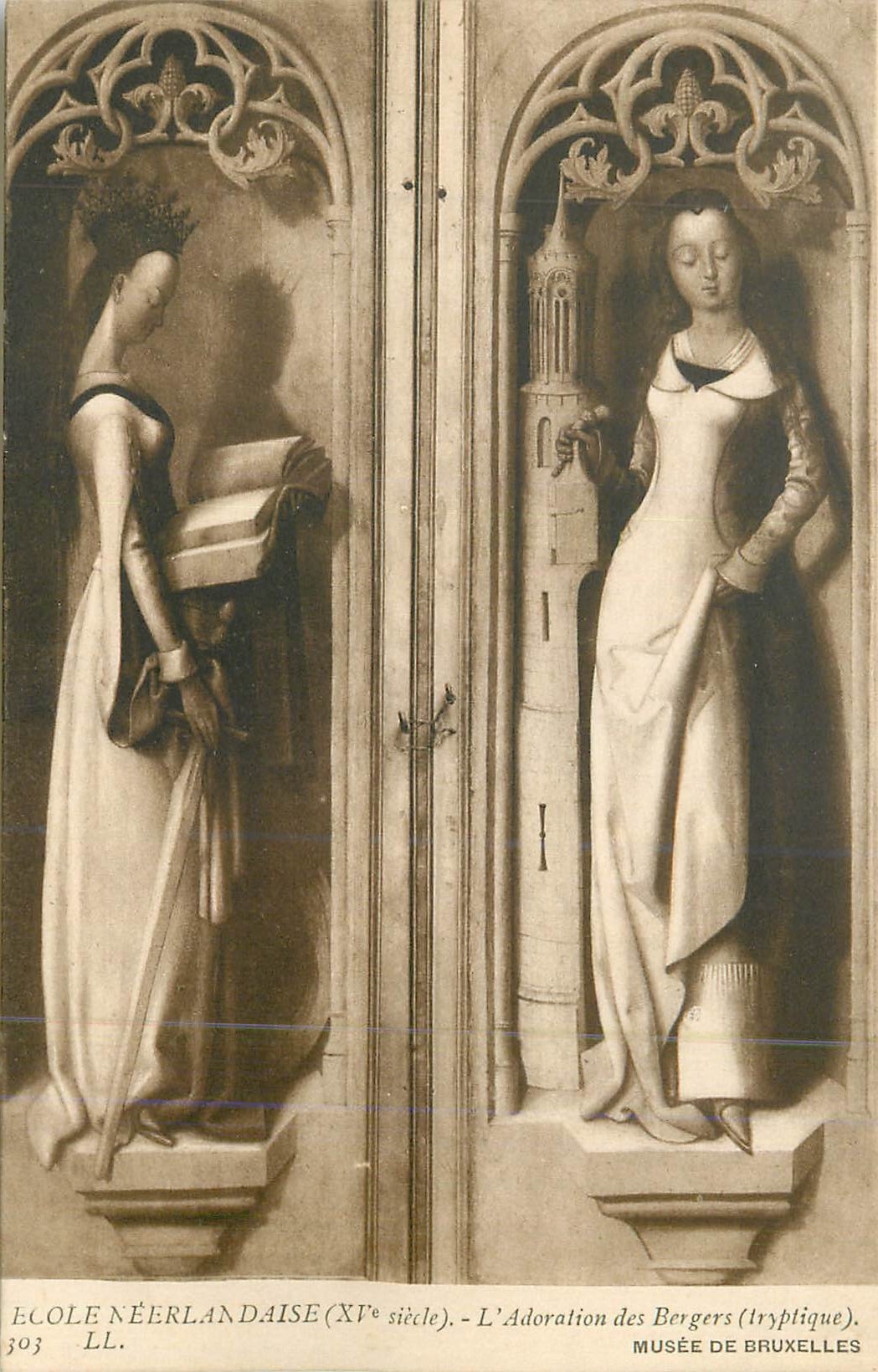 CPA Ecole neerlandaise(xi siecle) l adoration des bergers(truptique) musee de bruxelles