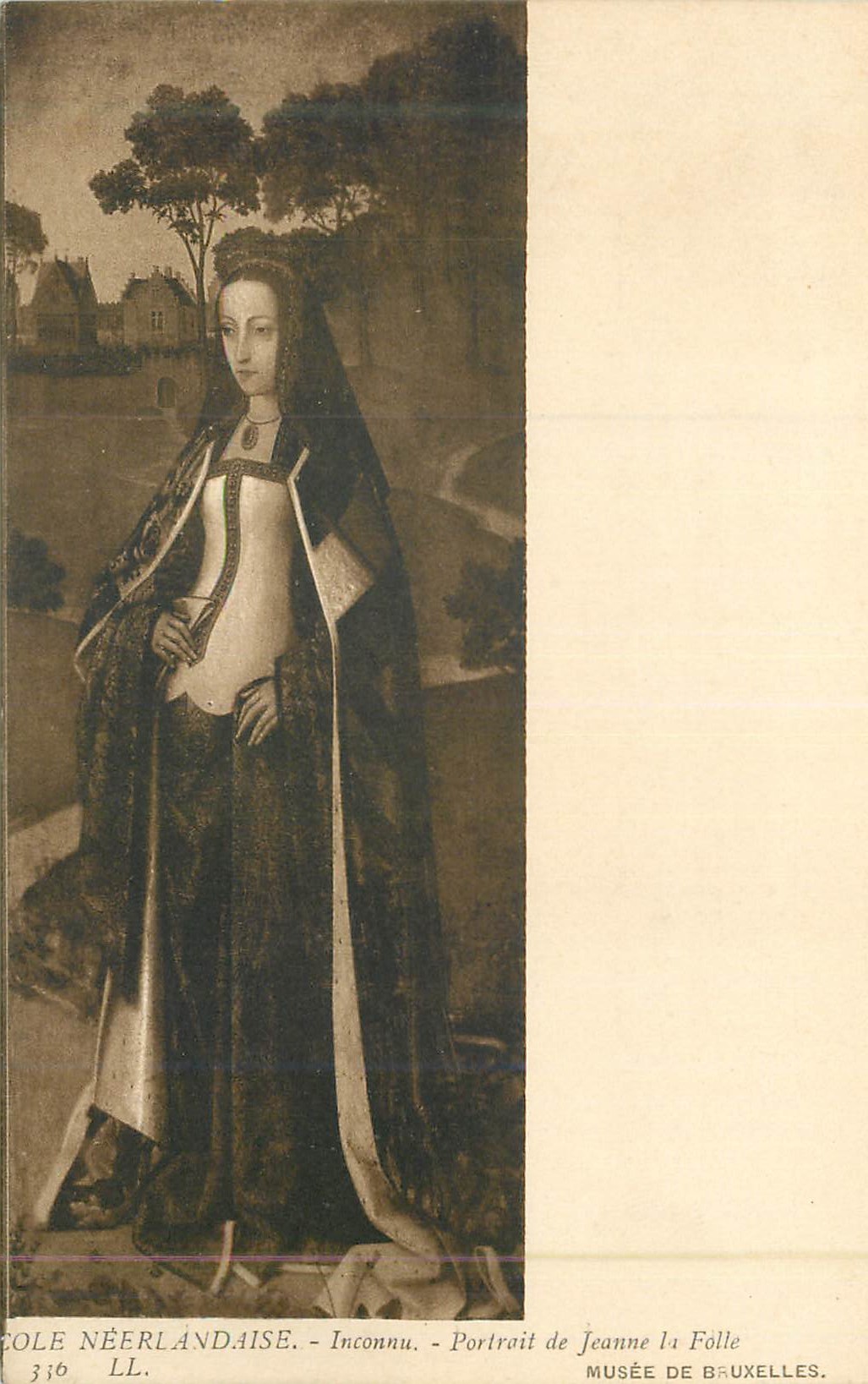 CPA Ecole neerlandaise inconnu portrait de jeanne la folle musee de bruxelles