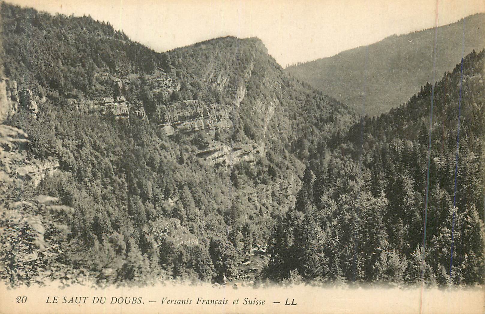 CPA 20 le saut du doubs versants francais et suisse