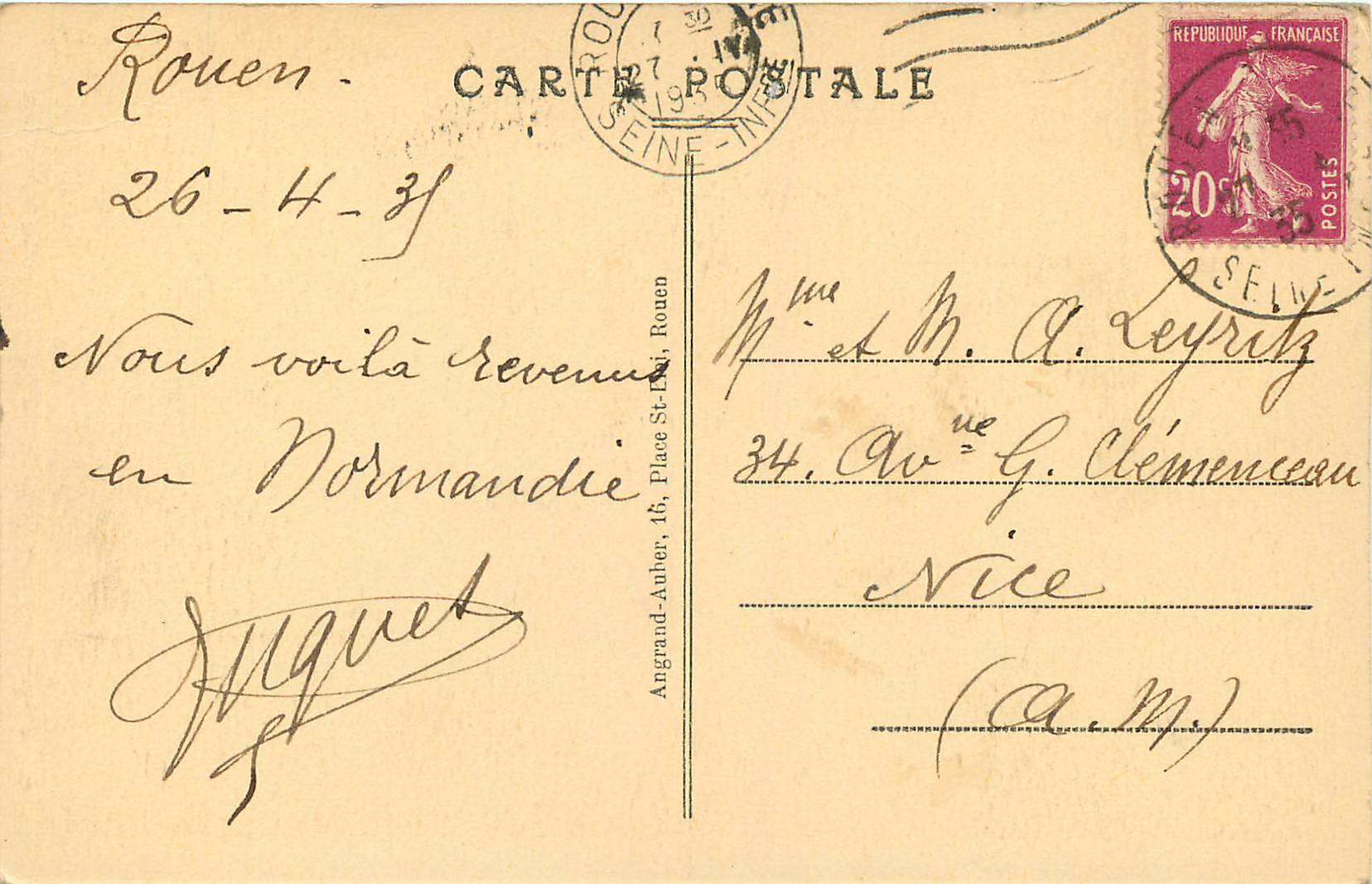 CPA 6 rouen rue saint romain maison du xv siecle — Rückseite