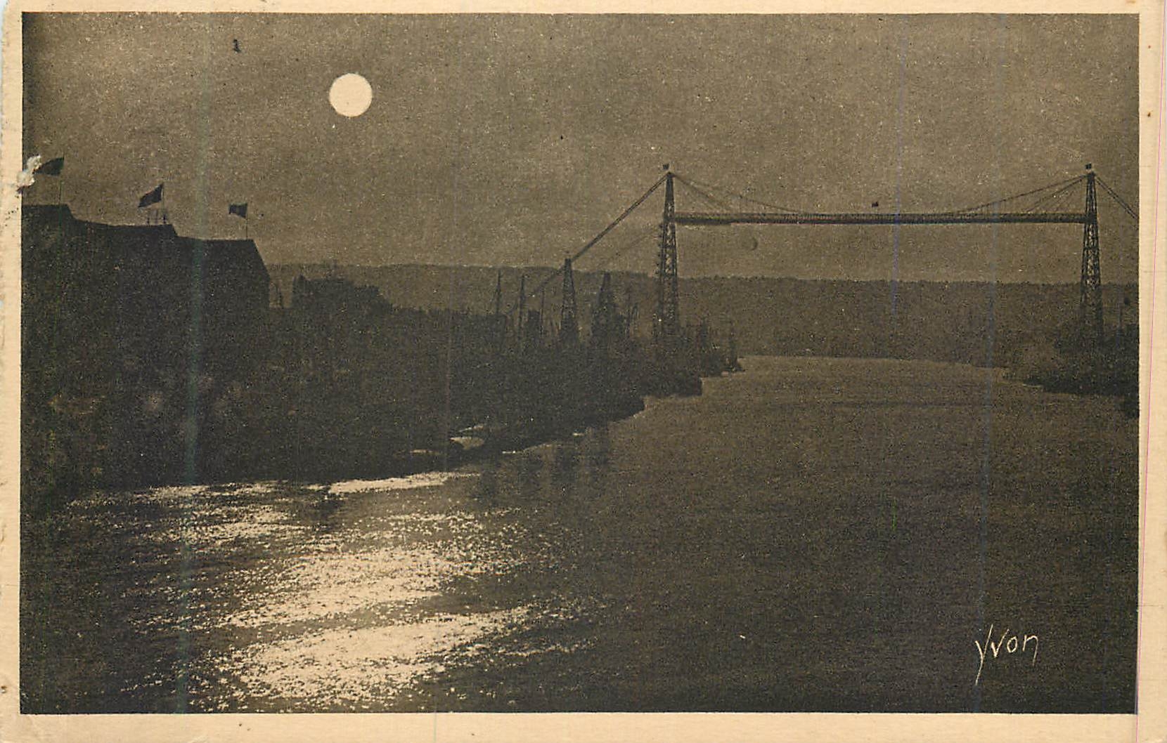 CPA La douce france rouen le pont transbordeur au clair de lune