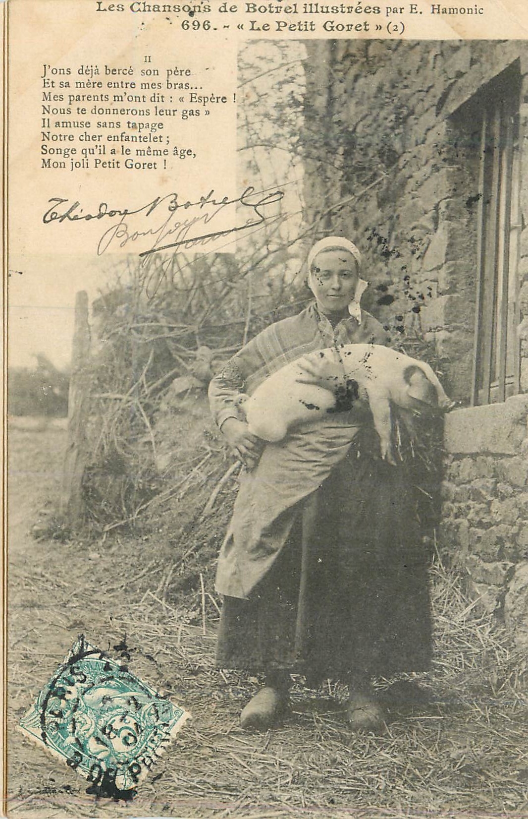 CPA Les chansons de botrel illustre par e hamanie 696 le petit goret Cochon Porc
