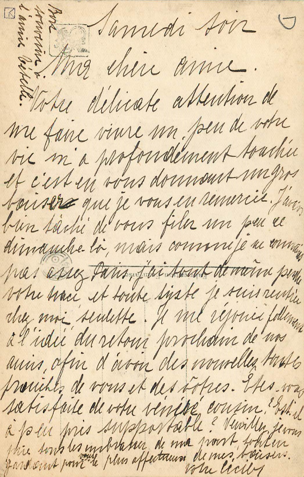 CPA Mlle m umbricht douloureuse attente Salon — Rückseite