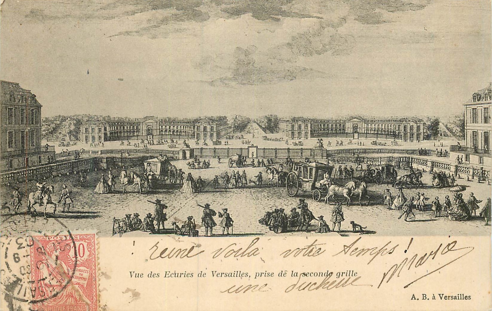 CPA Vue des ecuries de versailles prise de la seconde grille