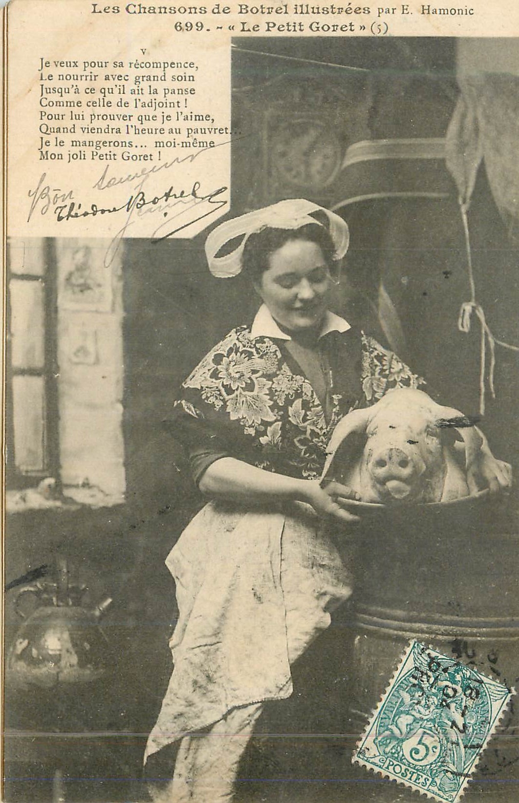 CPA Les chansons de botrel illustre par e harmonie 699 le petit goret Cochon Porc