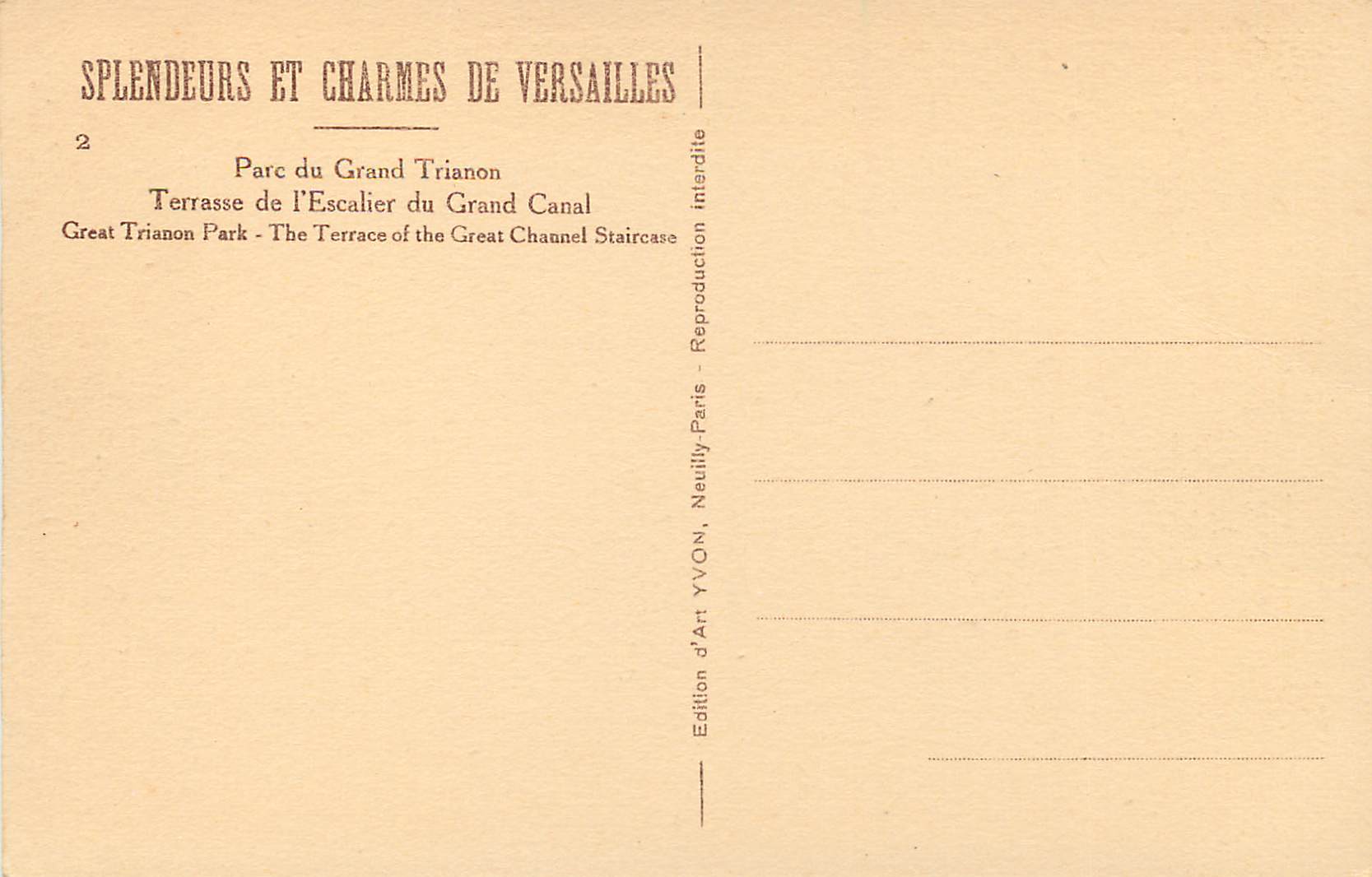 CPA Splendeurs et charmes de versailles — Verso