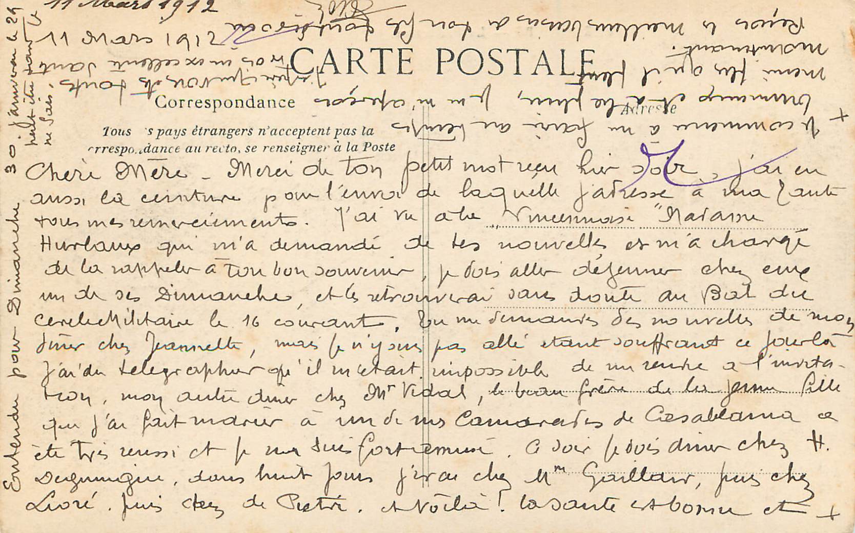 CPA Versailles la prefecture — Verso