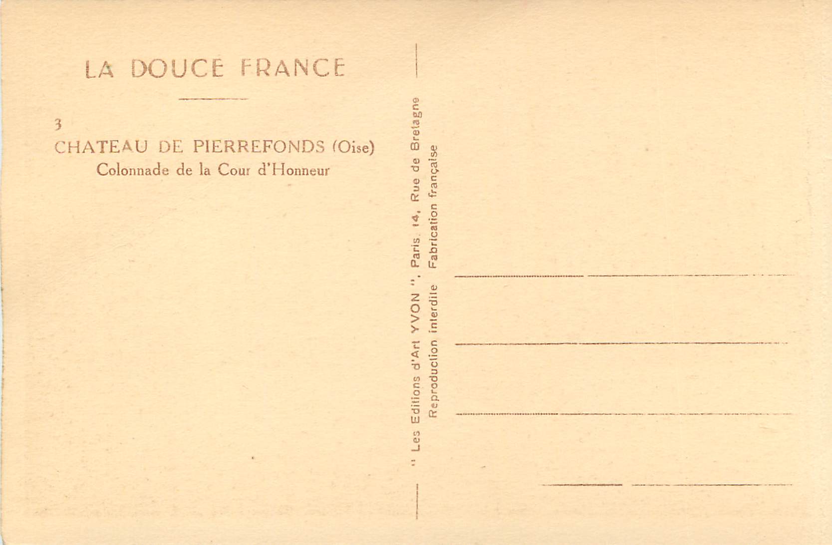 Château de Pierrefonds — Colonnade de la Cour d'Honneur — Éditions d'Art YVON — Reverso