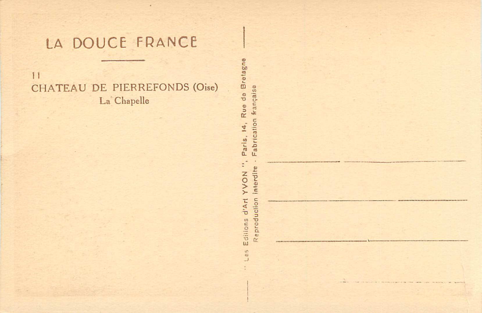 Château de Pierrefonds (Oise) — La Chapelle — Éditions d'Art Yvon — Reverso