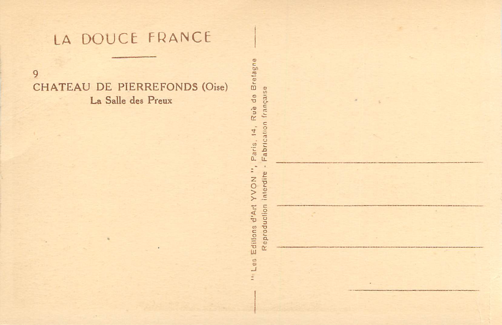 Château de Pierrefonds — Salle des Preux — Éditions d'Art Yvon — Rückseite