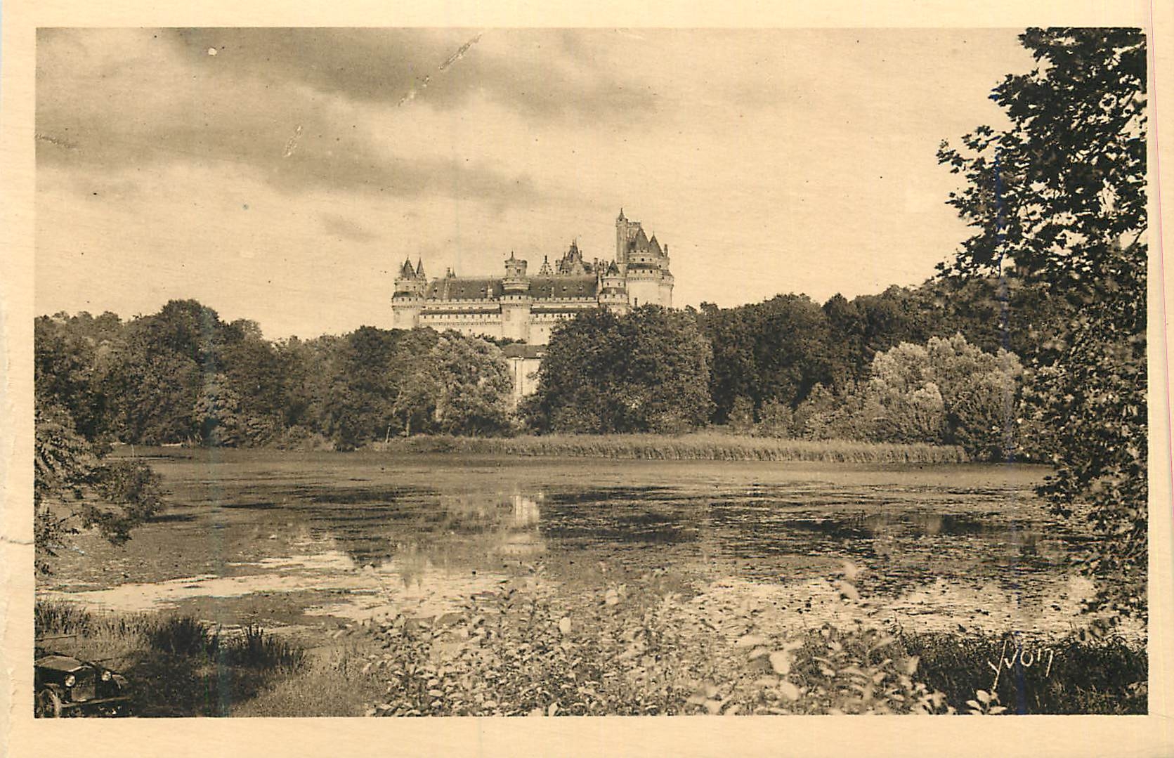 Antike Ansichtskarte Süßes Frankreich Schloss Pierrefonds (Oise) Allgemeiner Blick vom See aus