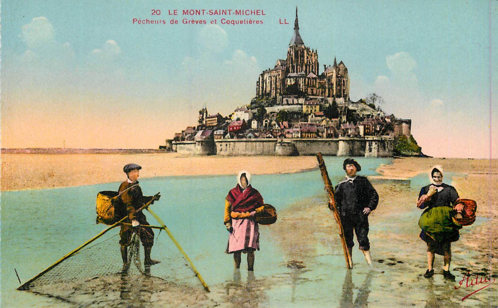 CPA 20 le mont saint michel pecheurs de greves et coquetieres