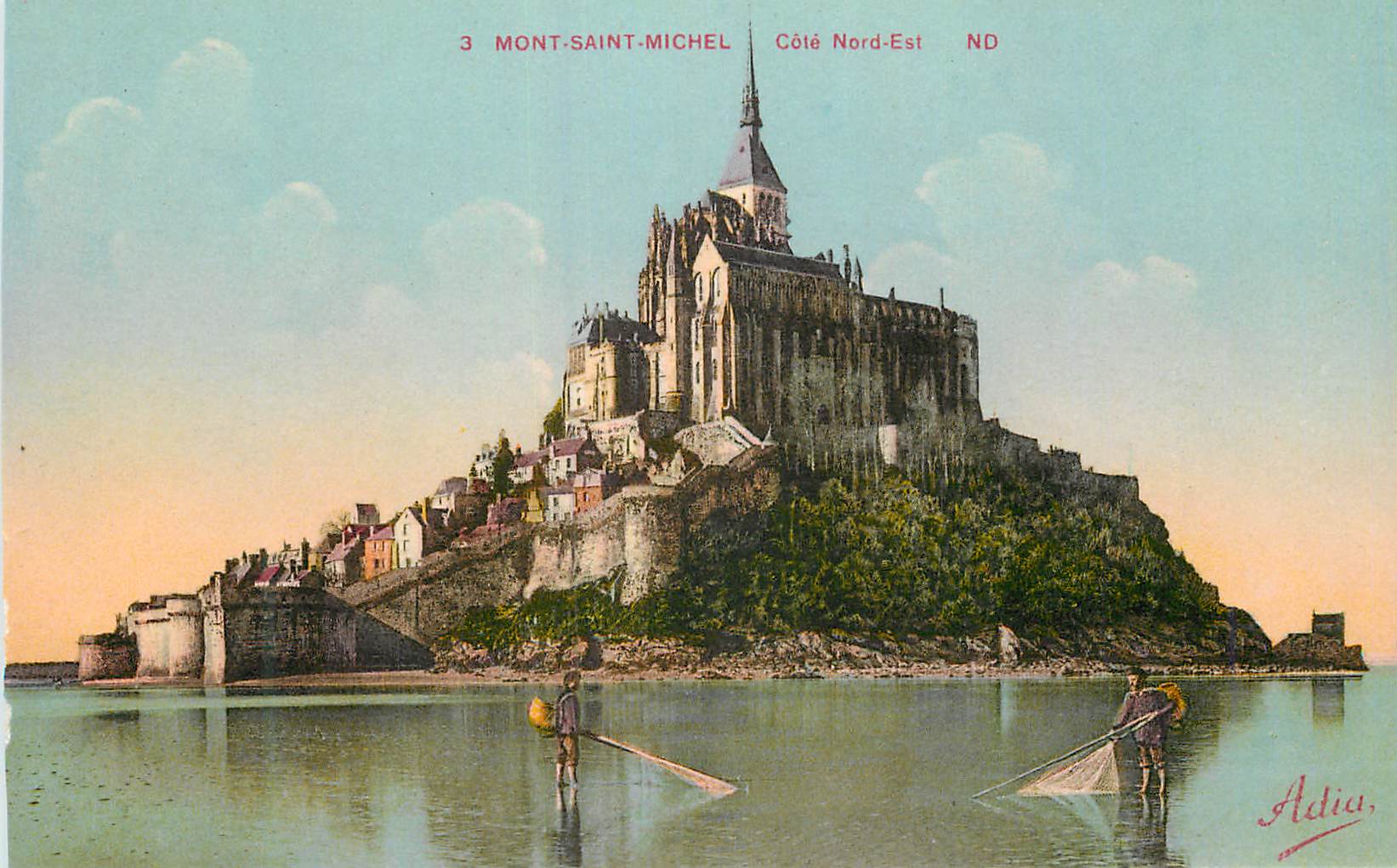 CPA 3 mont saint michel cote nord est Peche