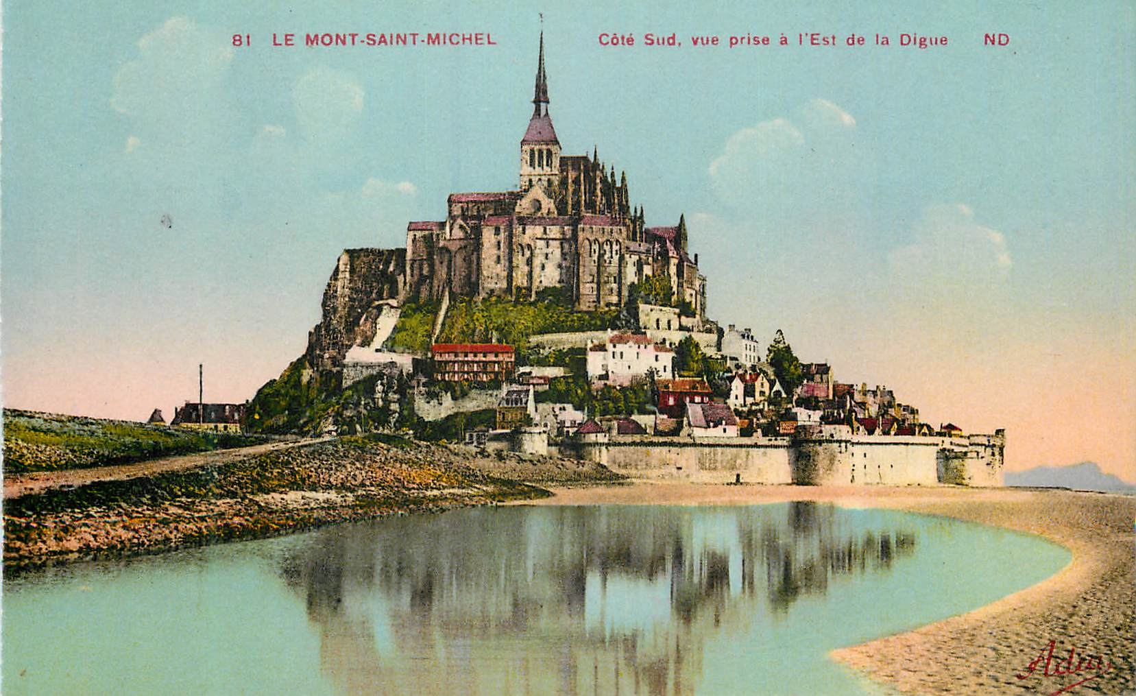Le Mont-Saint-Michel — Côté Sud, vue prise à l'Est de la Digue — Adia Imp. Nice