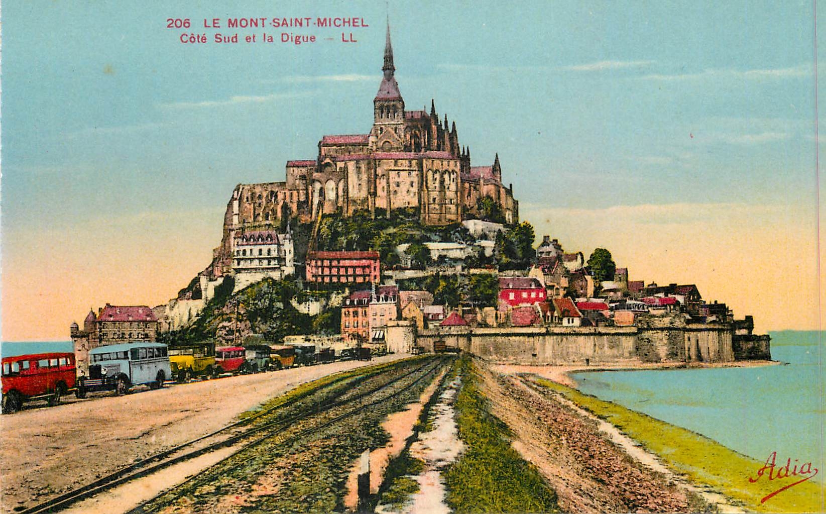 CPA 206 le mont saint michel cote sud et la digue