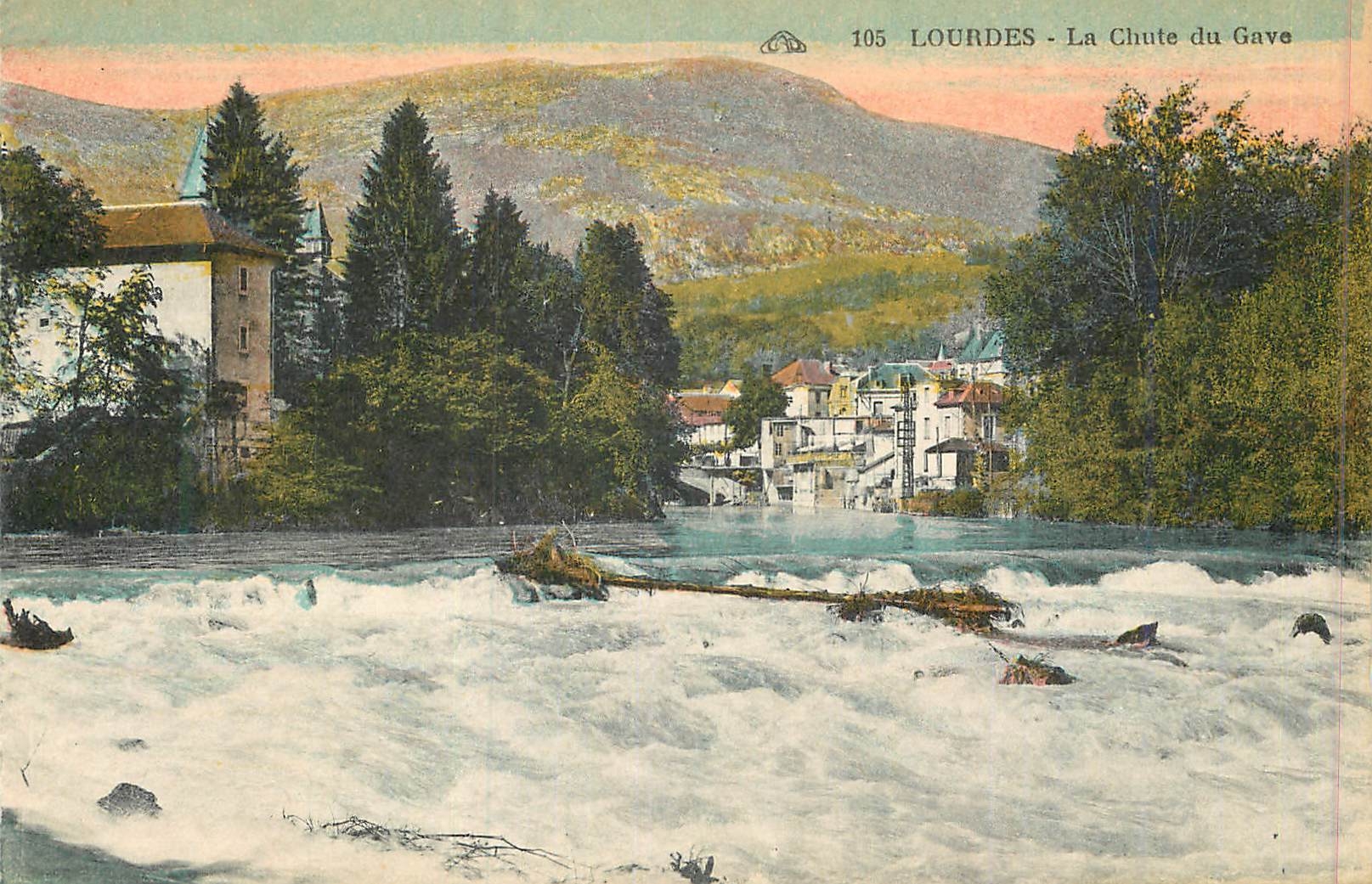 CPA 105 lourdes la chutte du gave