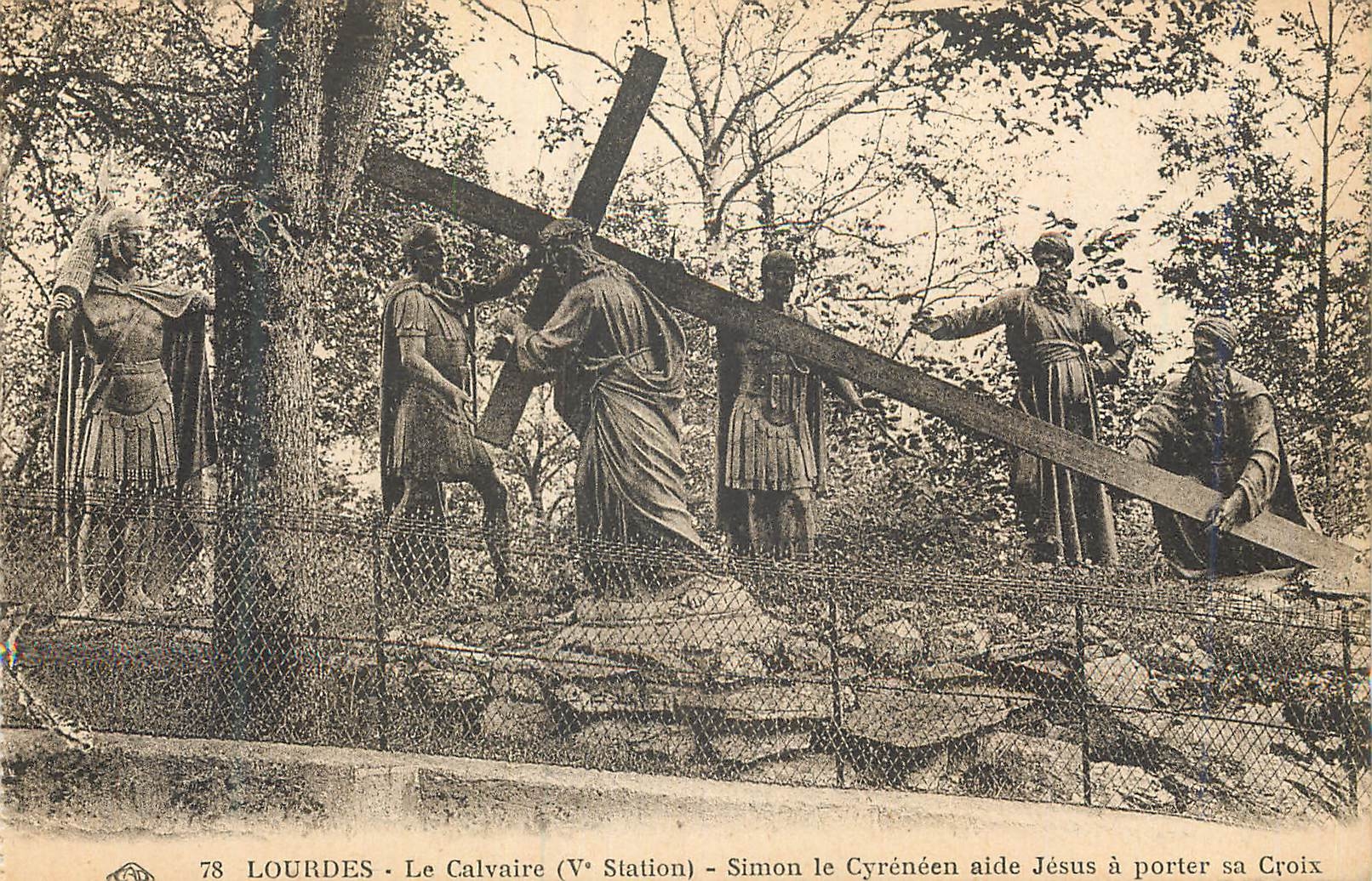 CPA 78 lourdes le calvaire(v station) simon le cypereneen aide jesus a porter sa croix