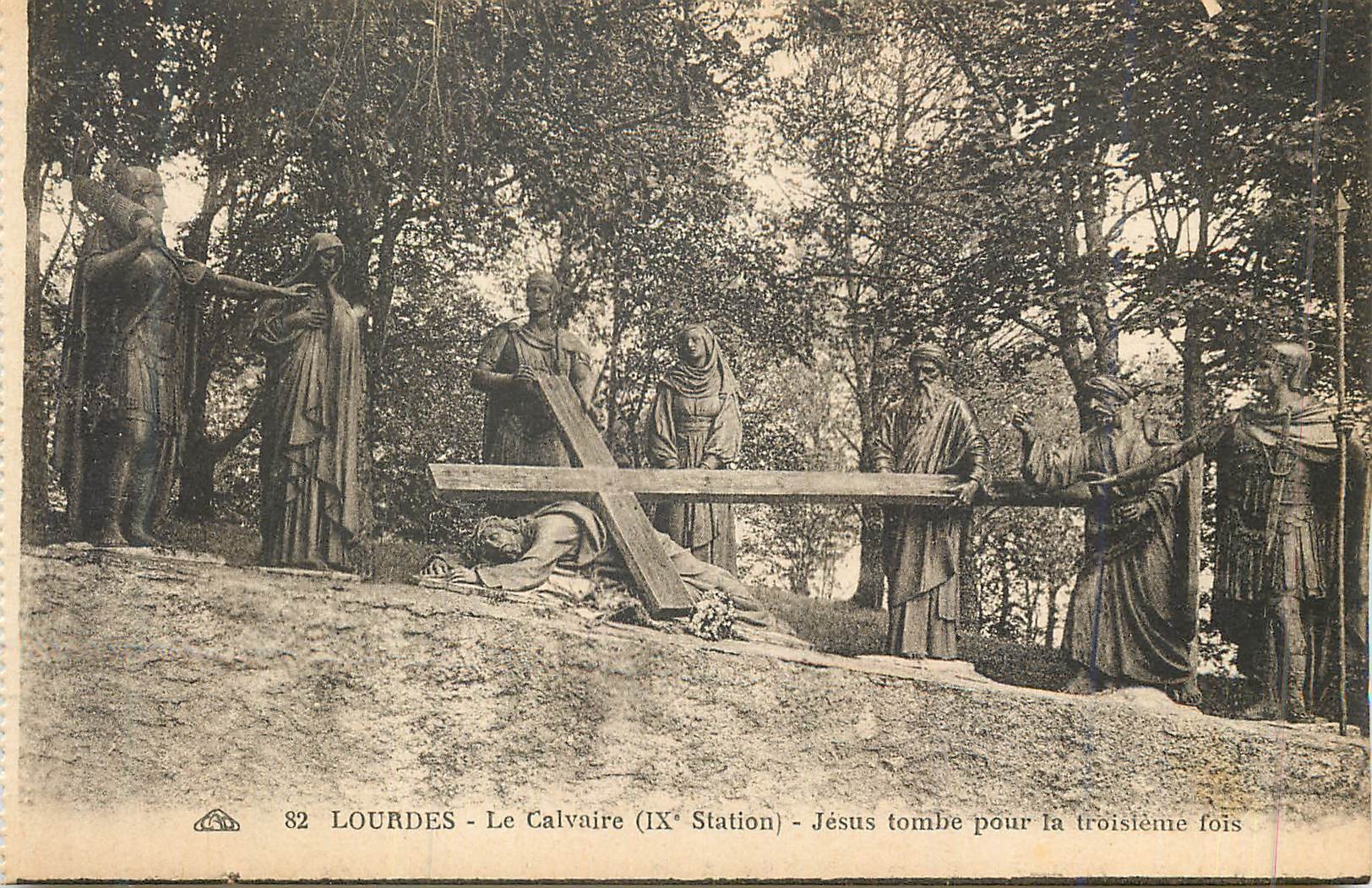 CPA 82 lourdes le calvaire(ix station) jesus tombe pour la troisieme fois