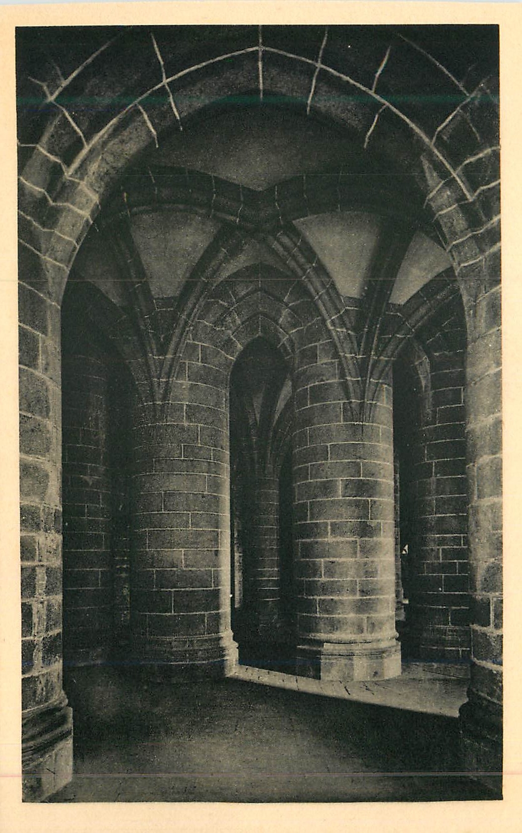 Crypt with Large Pillars — Abbey of Mont-Saint-Michel — Serv. Commercial Monuments Historiques, Paris