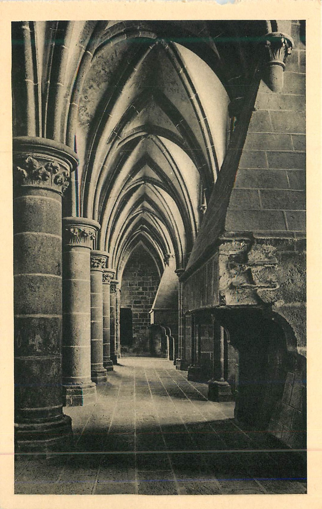 Abbey of Mont Saint-Michel — Nave of the Knights' Hall — Serv. Commercial Monuments Historiques, Paris