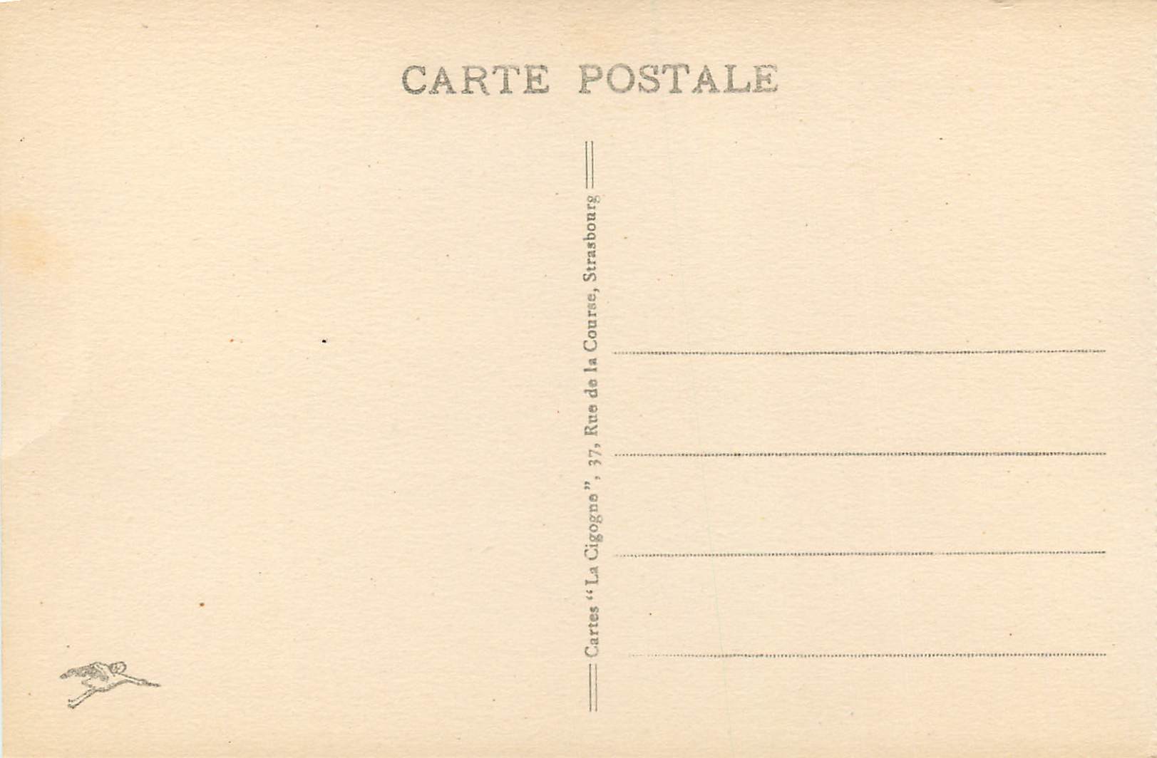 Environs du Hohneck — Tunnel de la Roche du Diable près de La Schlucht (alt. 1159 m.) — Cartes 'La Cigogne', Strasbourg — Verso