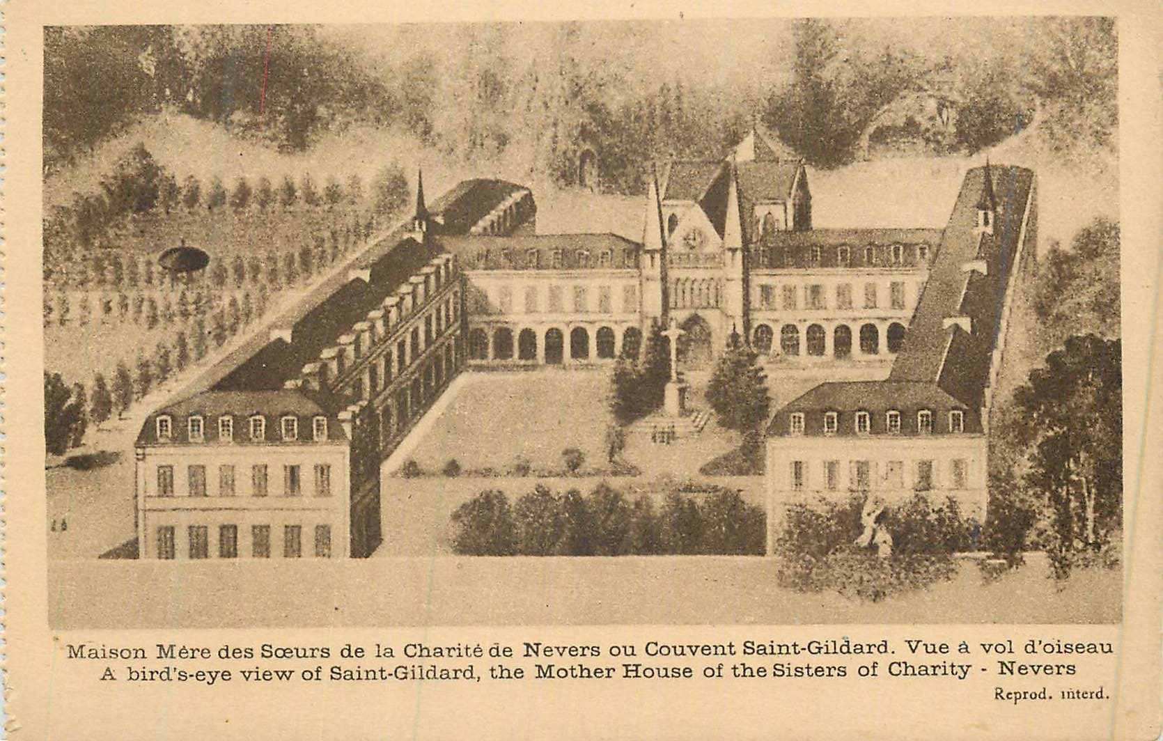 Maison Mère des Sœurs de la Charité de Nevers ou Couvent Saint-Gildard — Vue à vol d’oiseau — Reprod. interd.